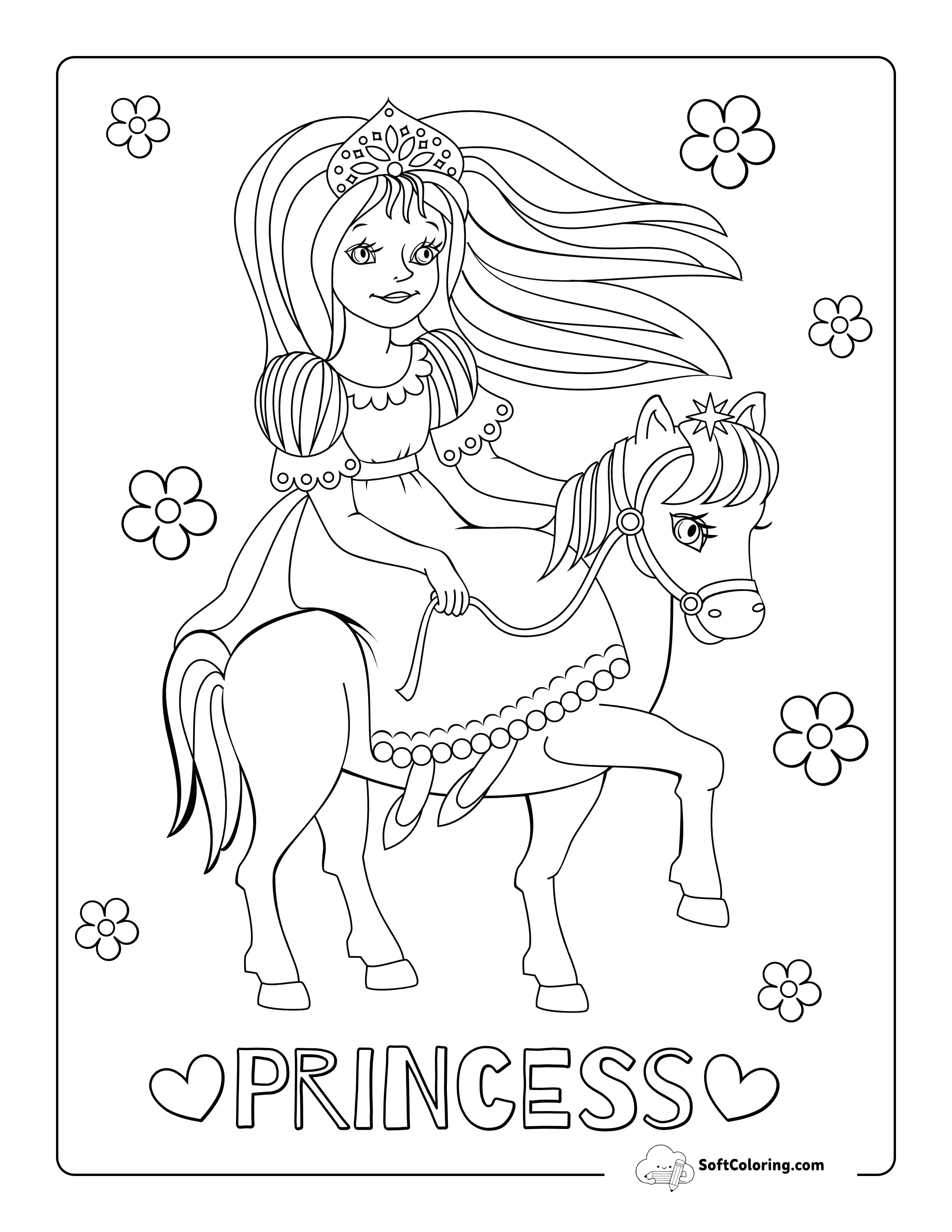 Princess Riding Horse Through Meadow