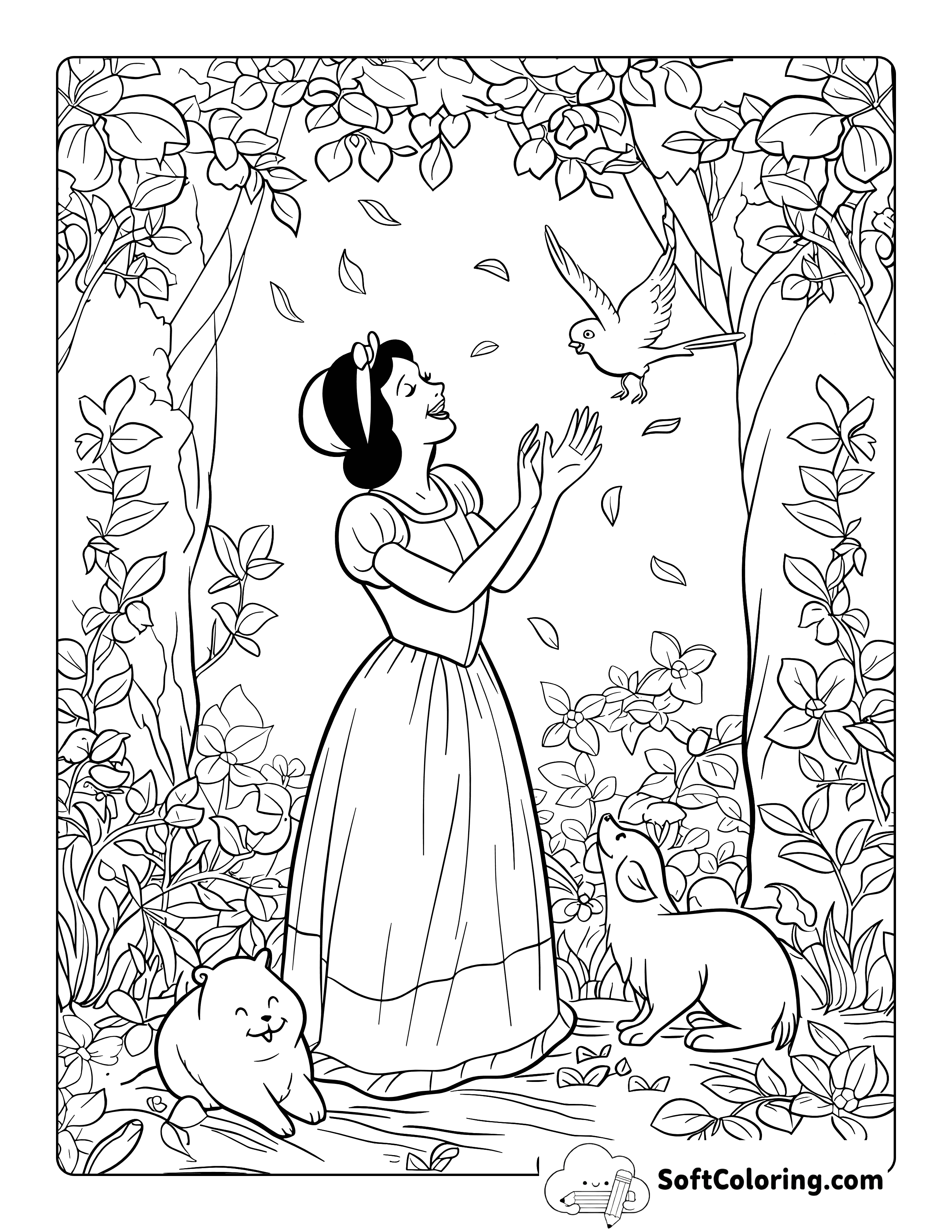 Snow White Coloring Sheet for Adults