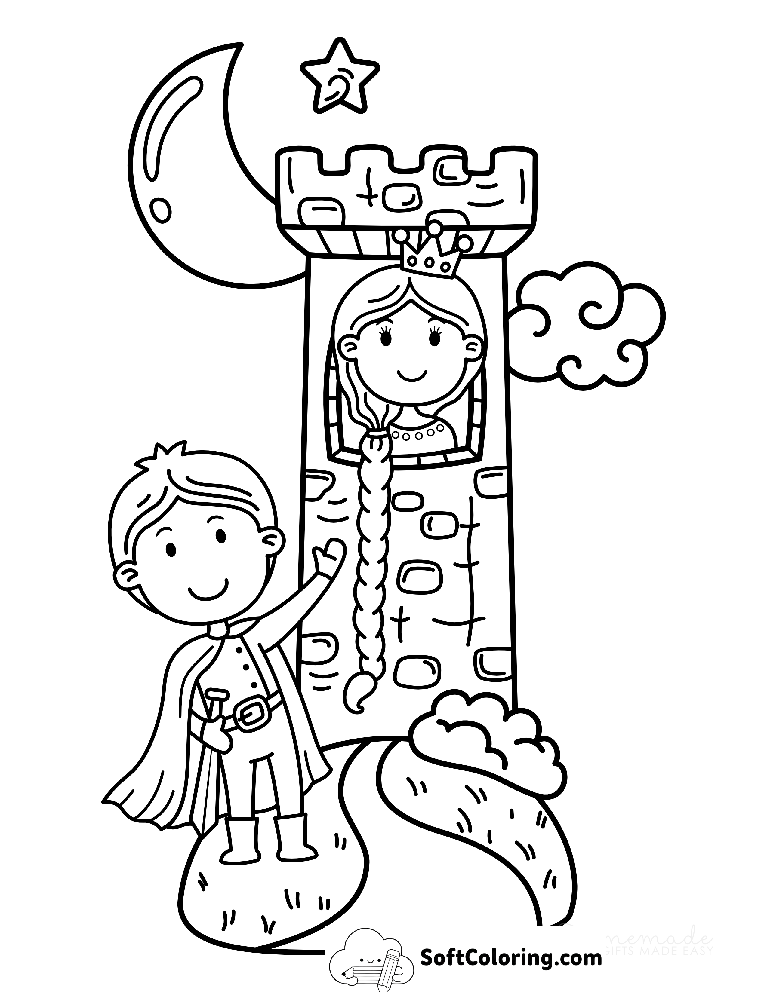Knight & Princess Coloring Page
