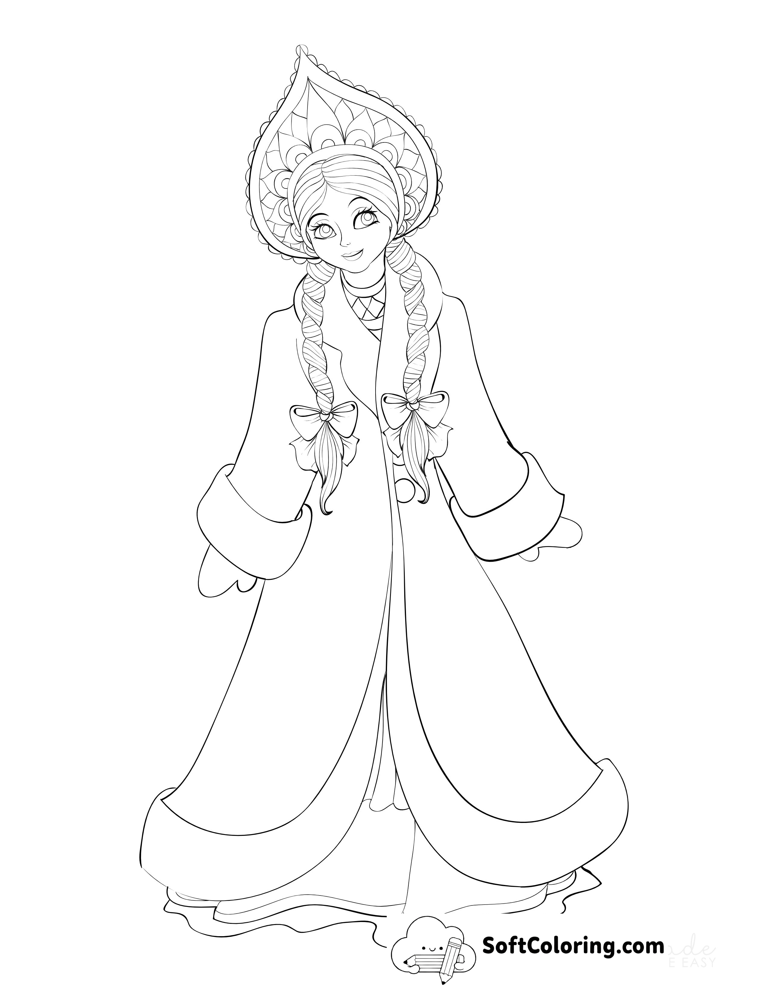 Winter Snow Princess Coloring Sheet