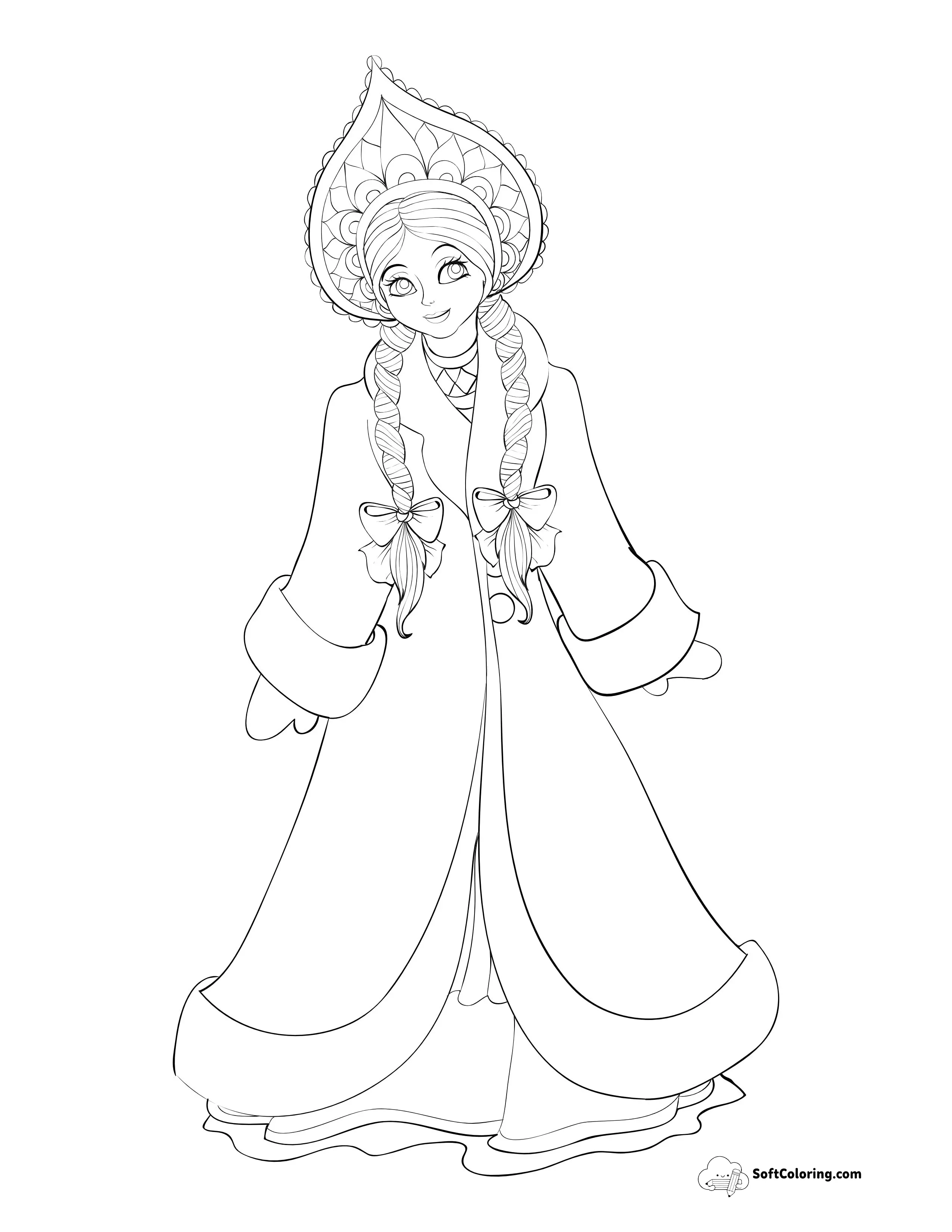 Winter Snow Princess Coloring Sheet