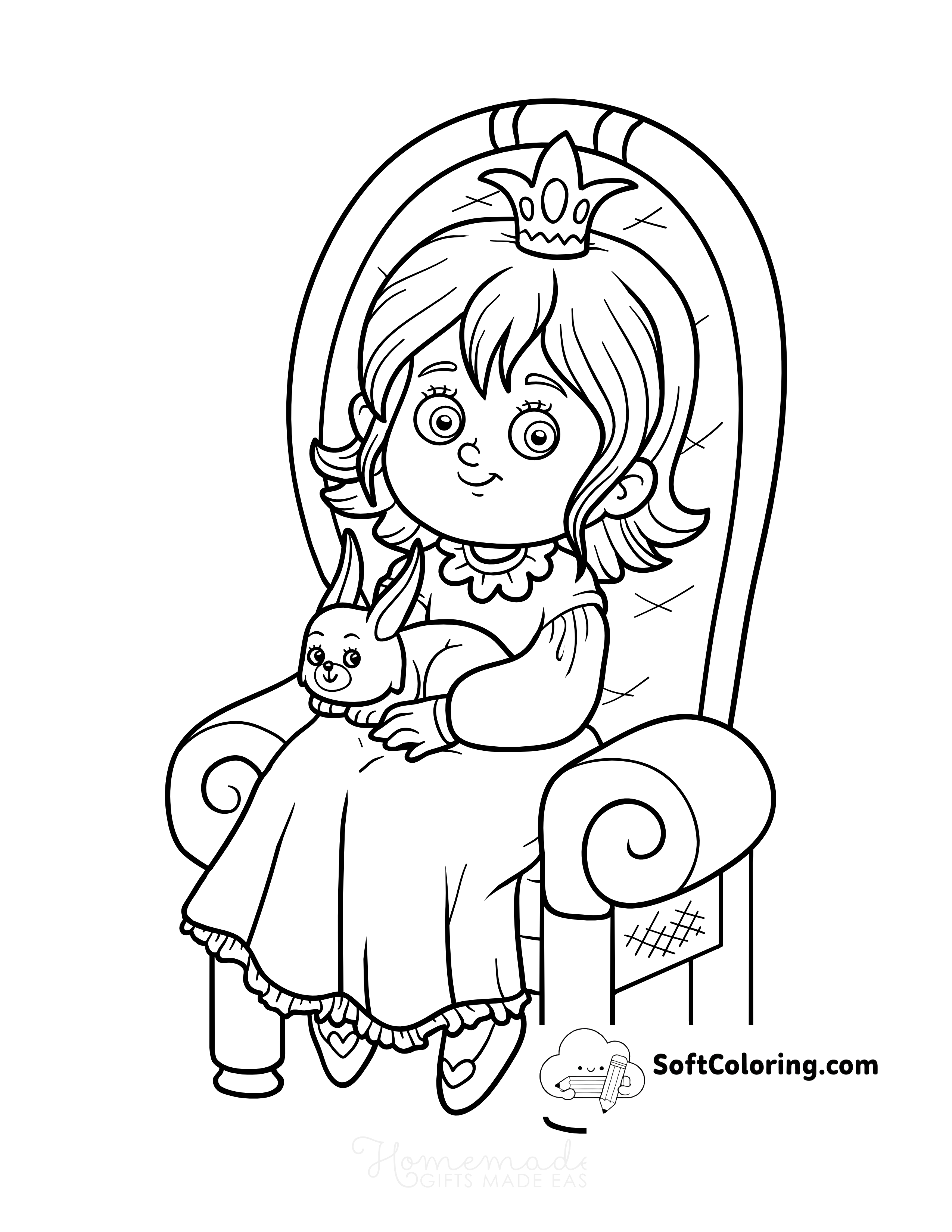 Cute Princess with Pet Bunny Rabbit