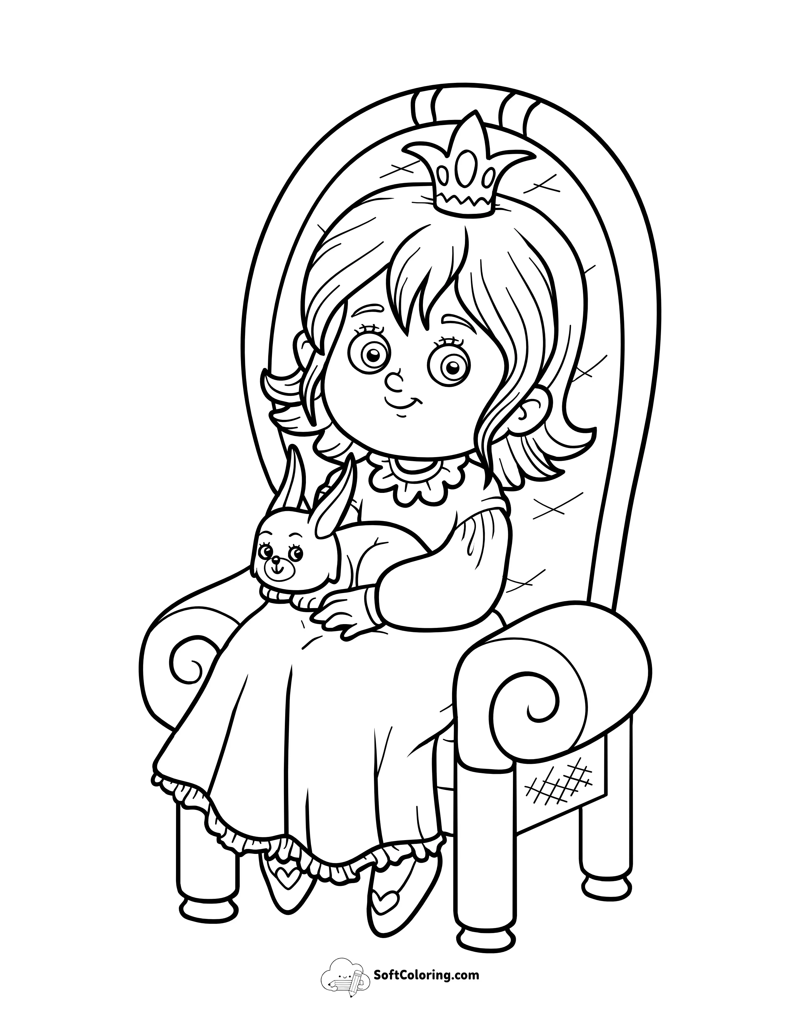 Cute Princess With Pet Bunny Rabbit