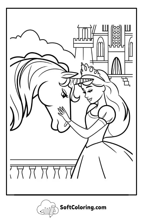 Unicorn Princess Coloring Page
