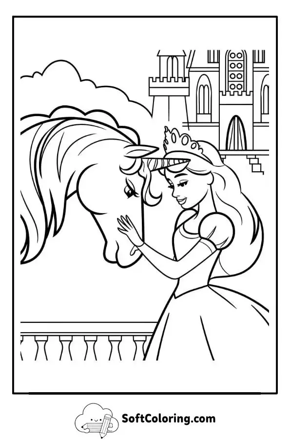 Unicorn Princess Coloring Page