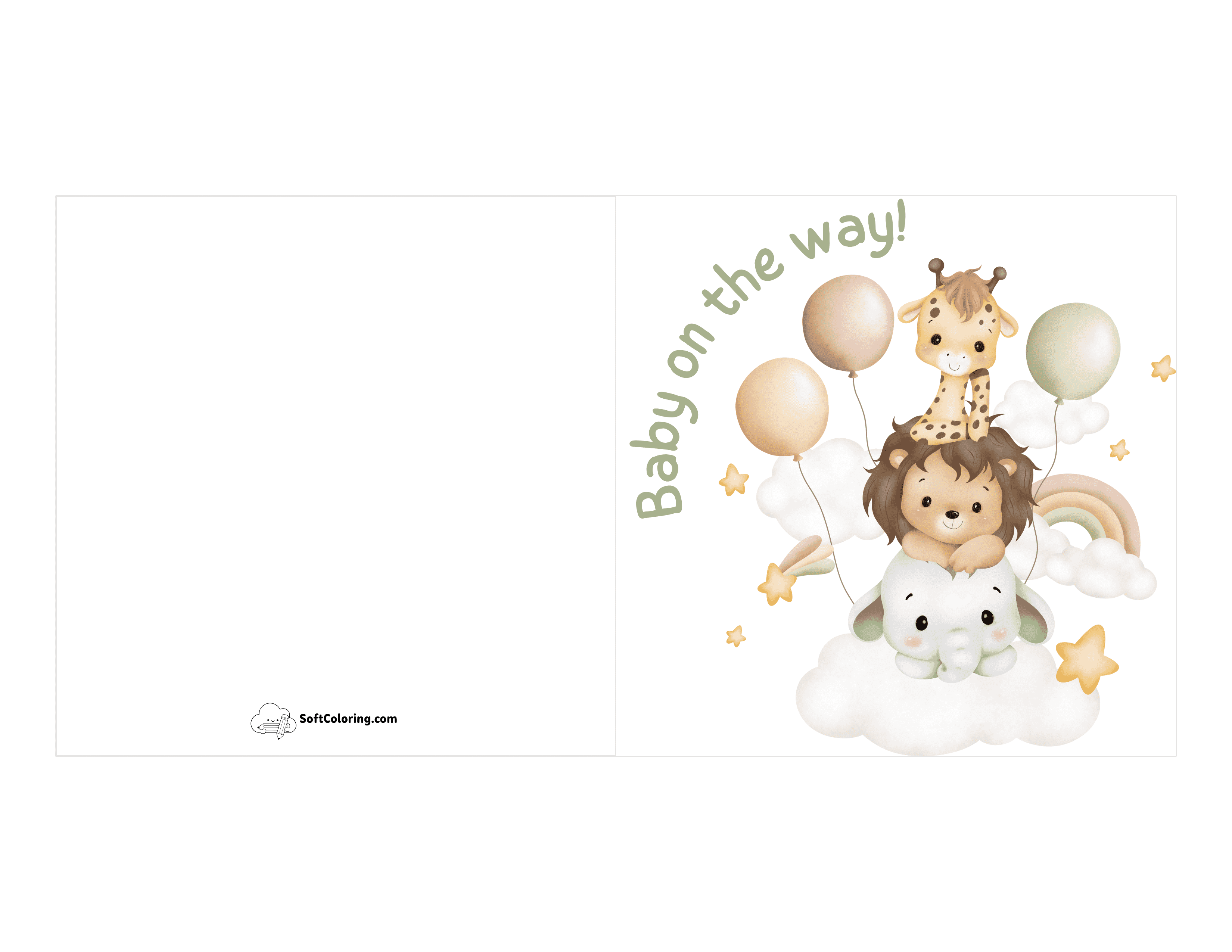 New "Baby On The Way!" Cute Animals Baby Card
