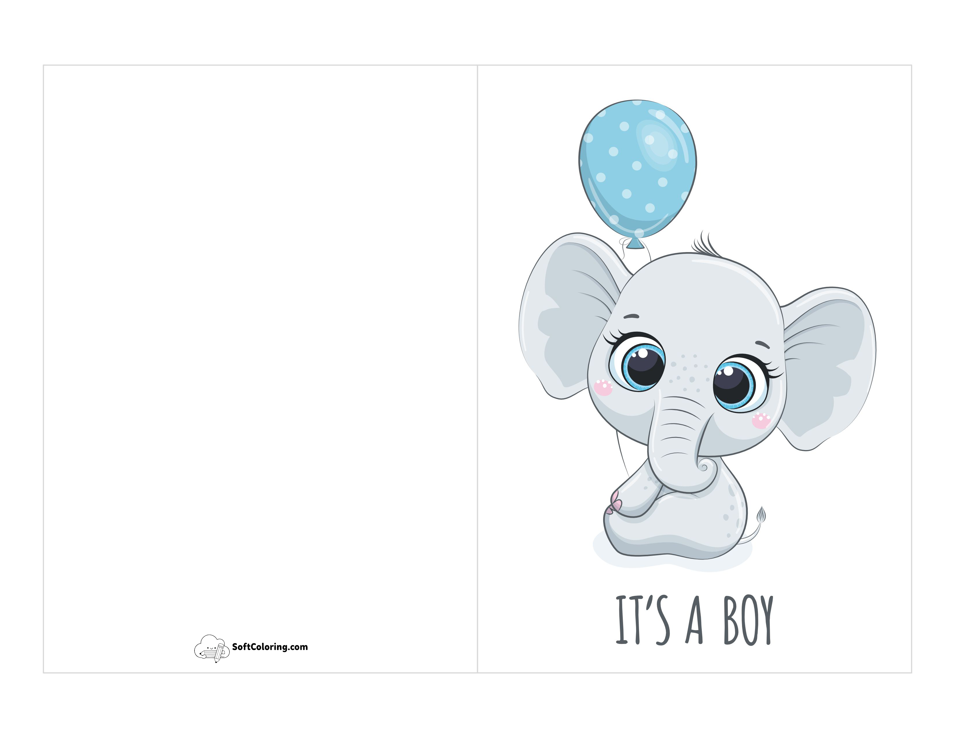"It's A Boy" Cute Elephant Baby Card