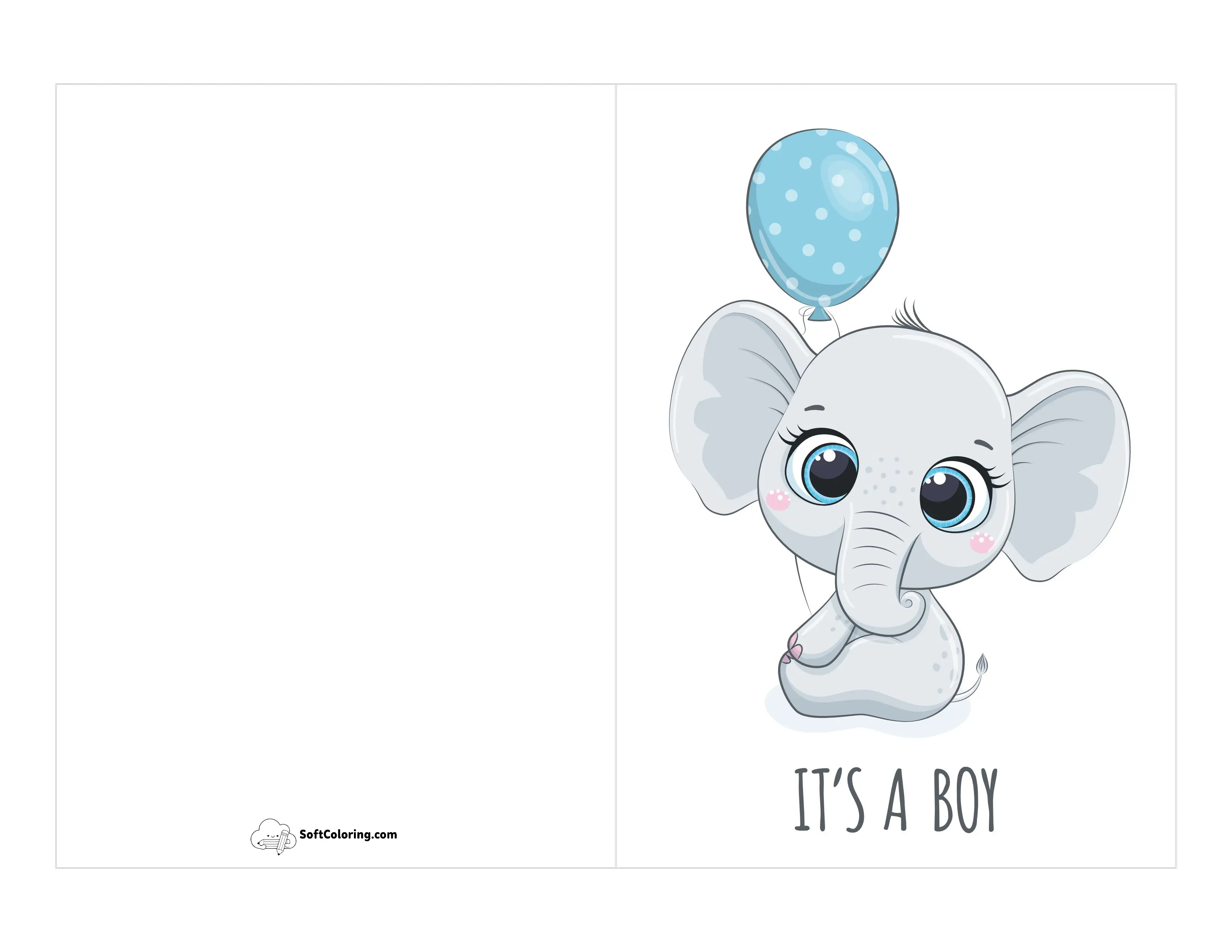 "It's A Boy" Cute Elephant Baby Card
