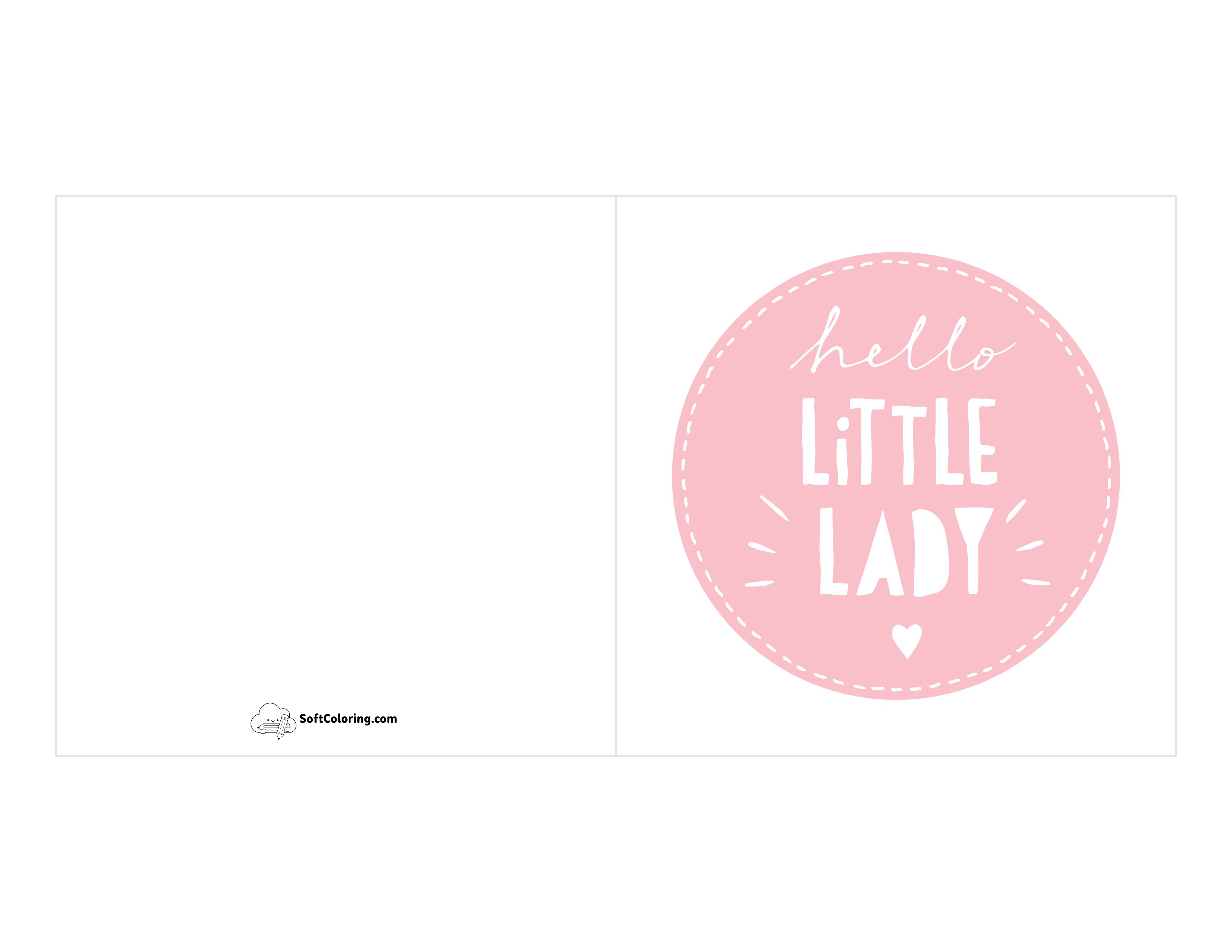 "Hello Little Lady" Printable Baby Card Template