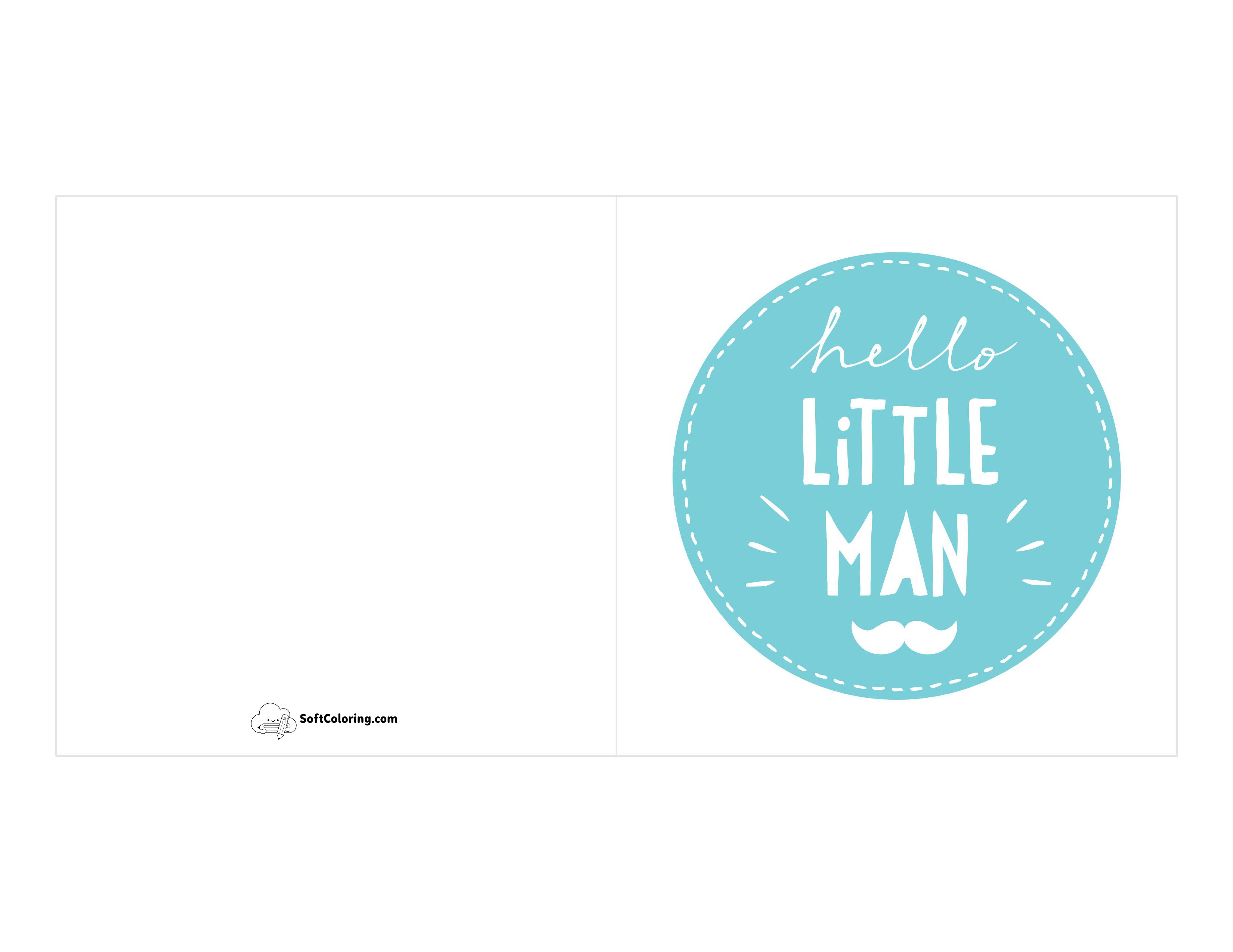 "Hello Little Man" Printable Baby Card Template
