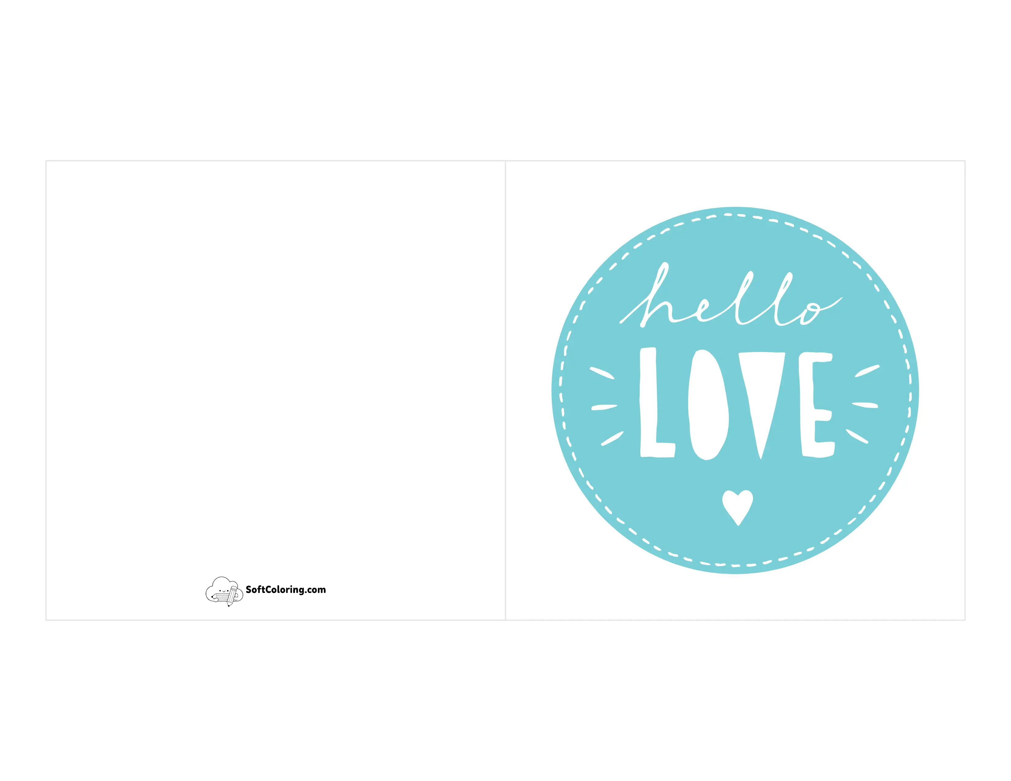 Blue "Hello Love" Printable Baby Card