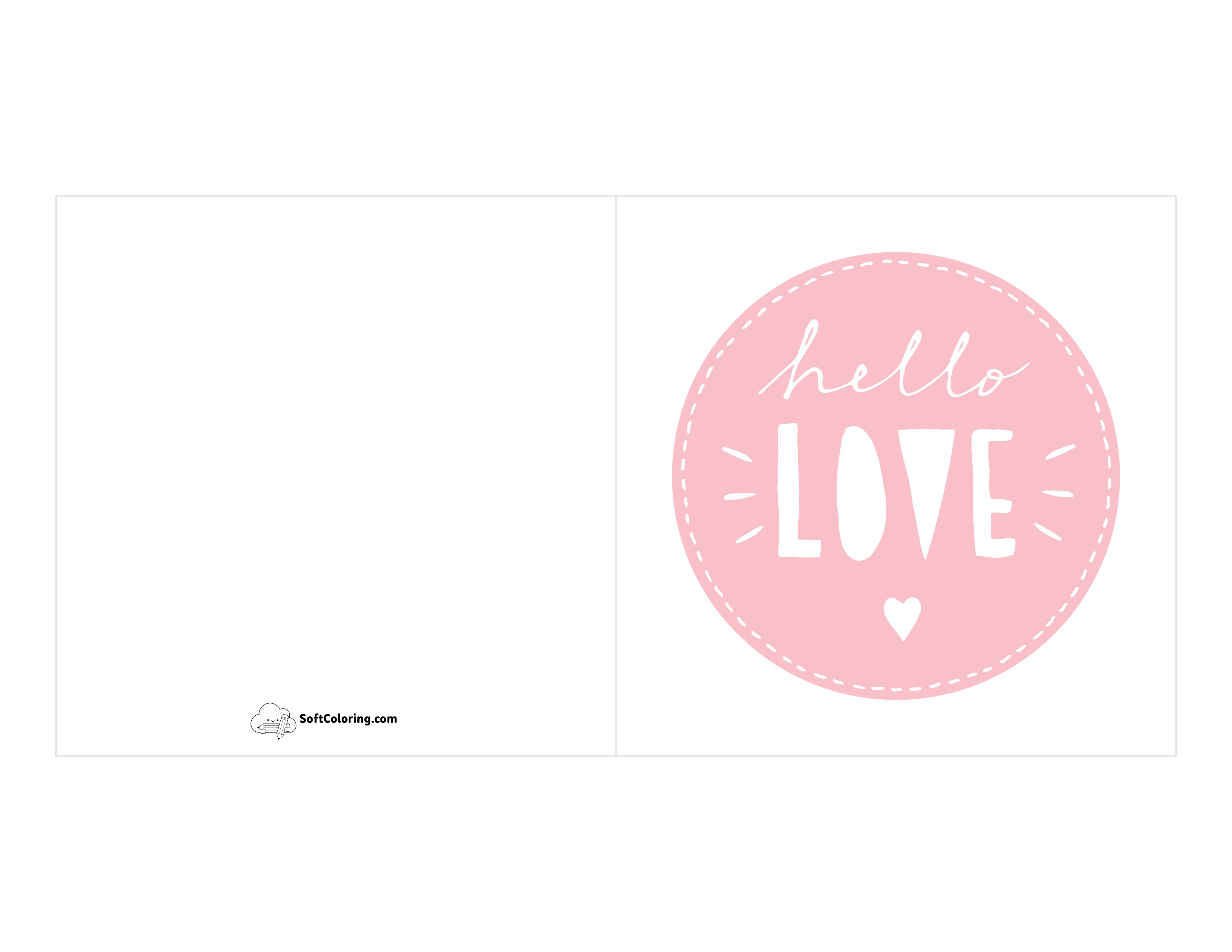 Pink "Hello Love" Printable Baby Card