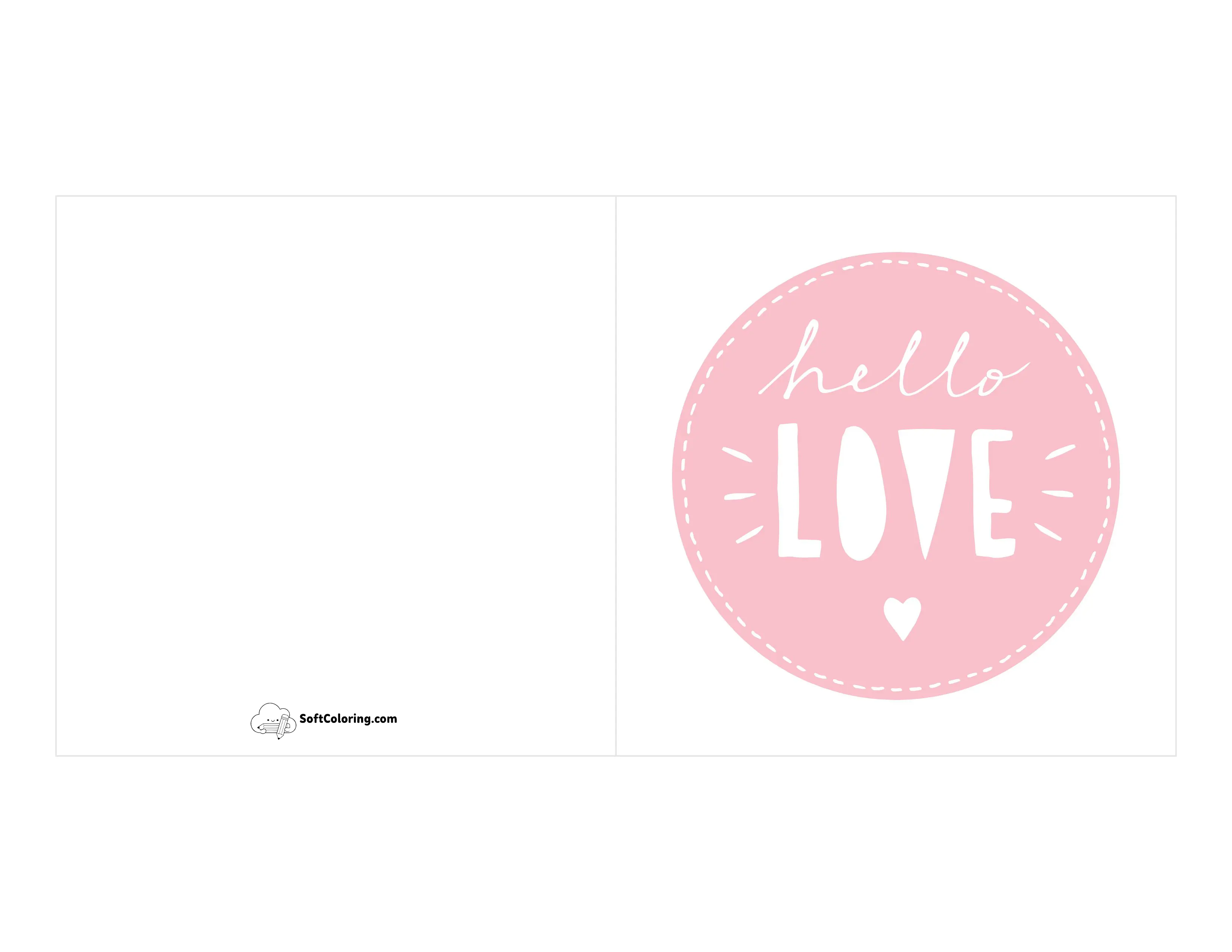 Pink "Hello Love" Printable Baby Card