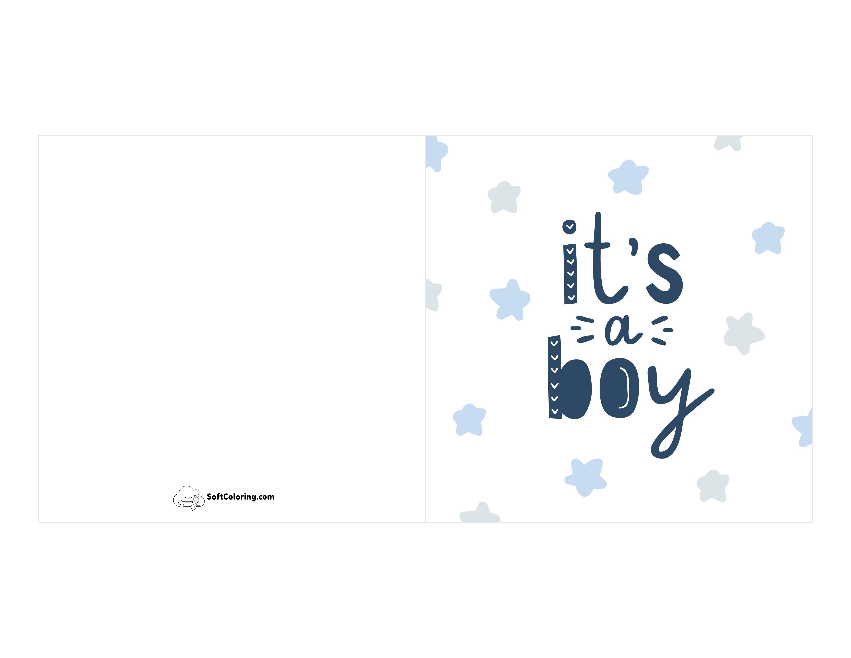"It's A Boy" Stars Card To Print