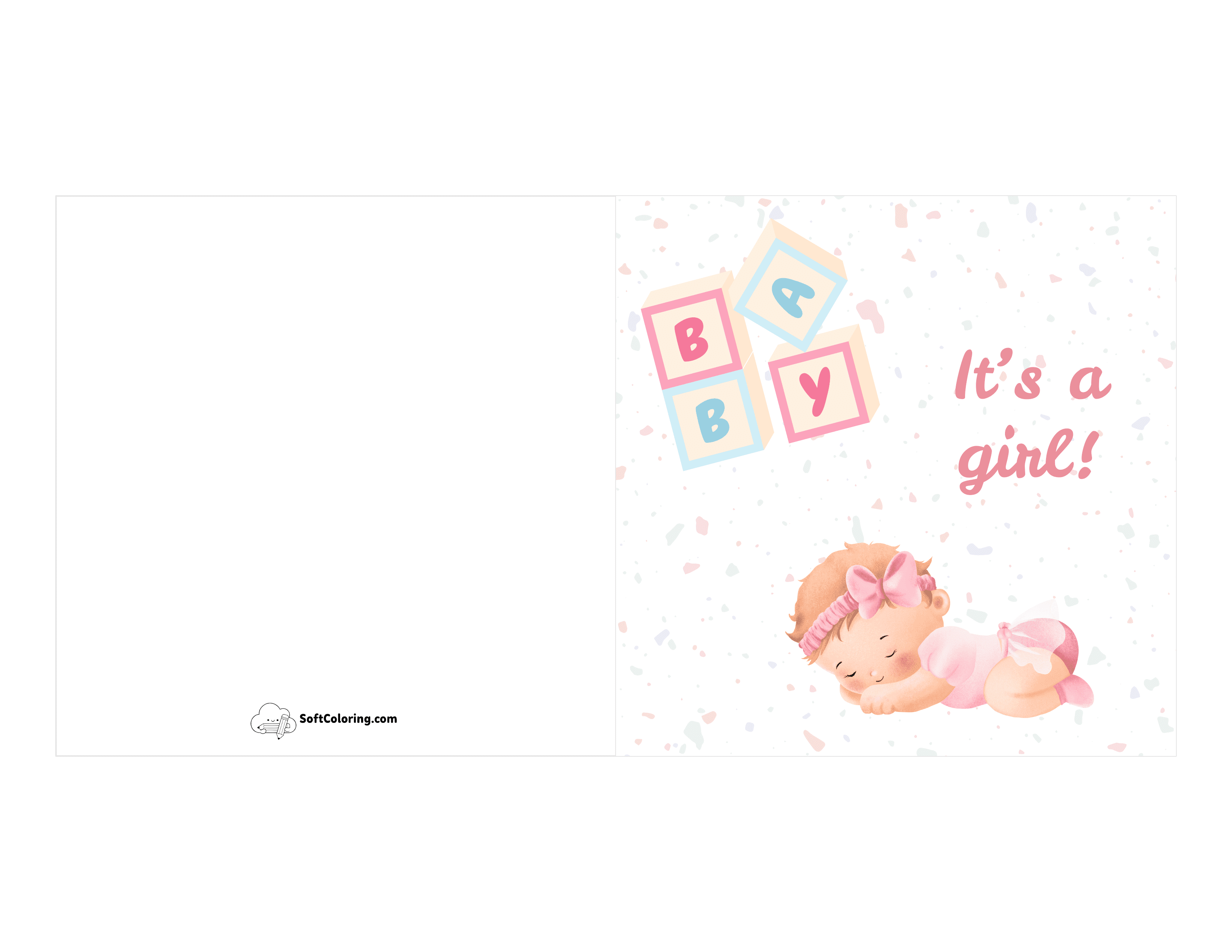 "It's A Girl!" Watercolor Printable Baby Card
