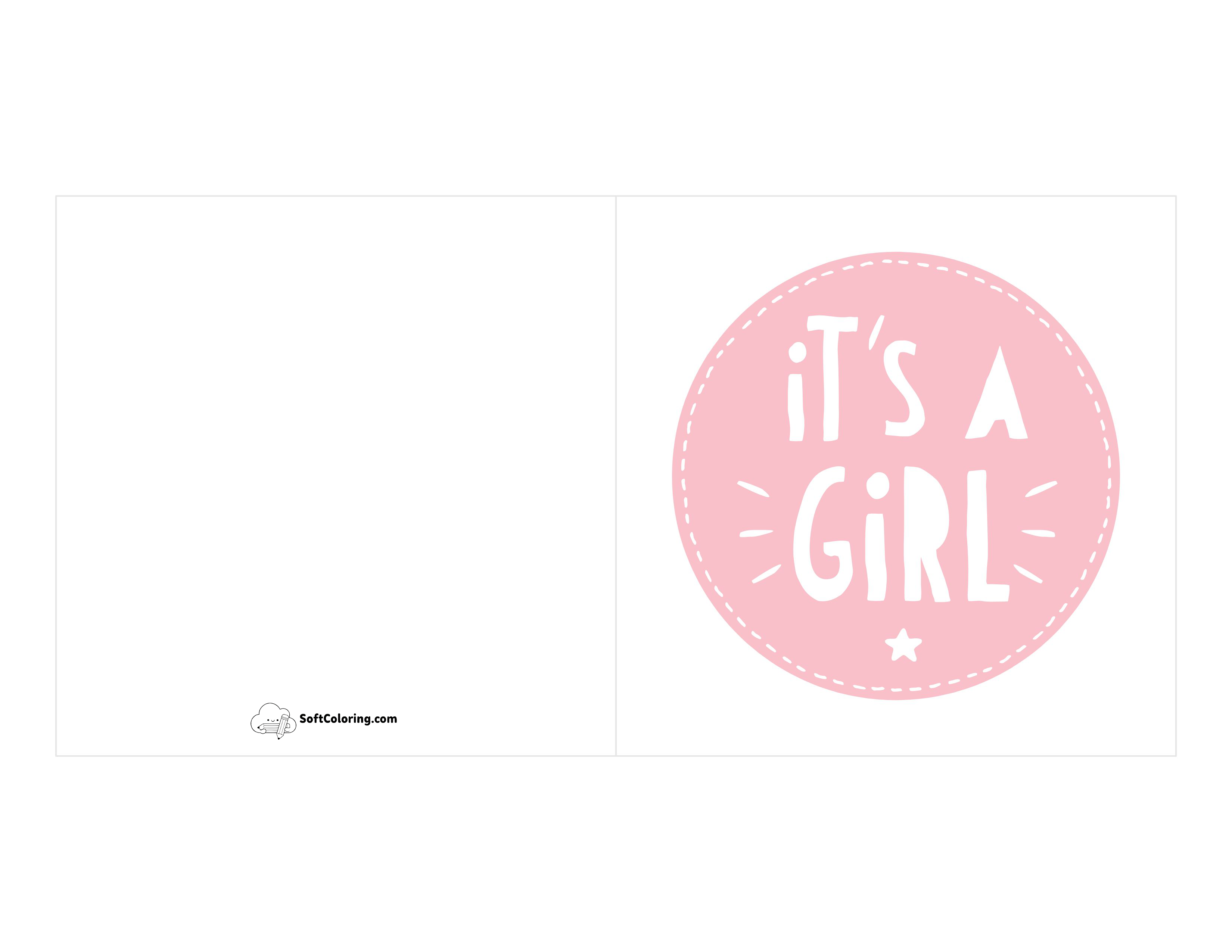 "It's A Girl" Pink Printable Baby Card