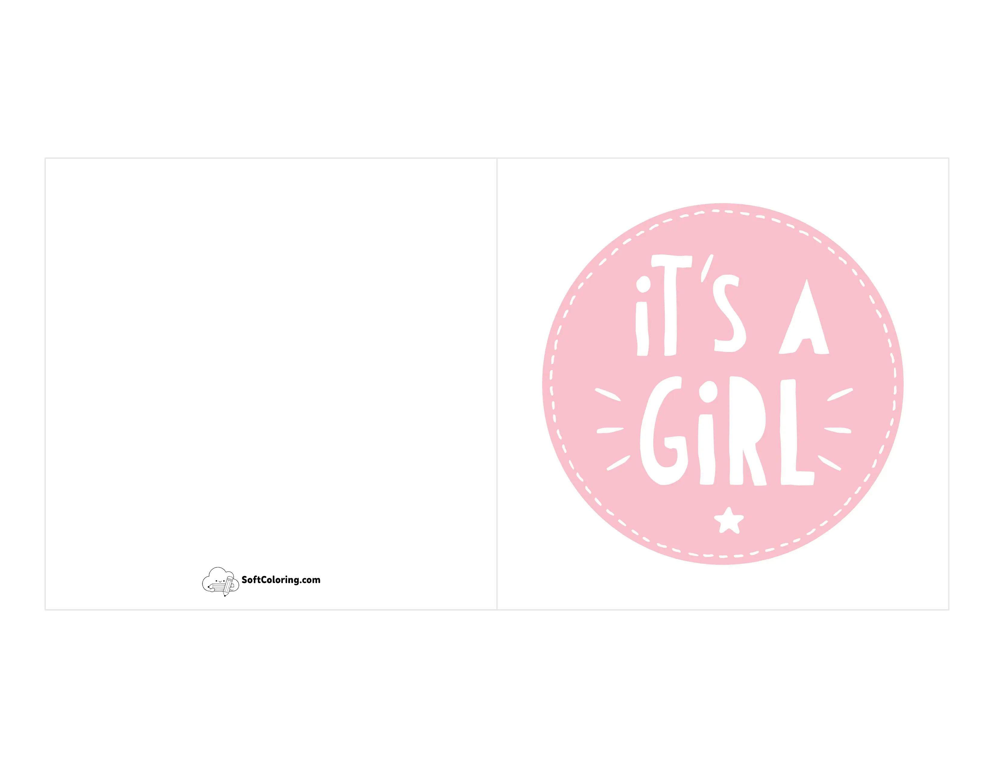 "It's A Girl" Pink Printable Baby Card