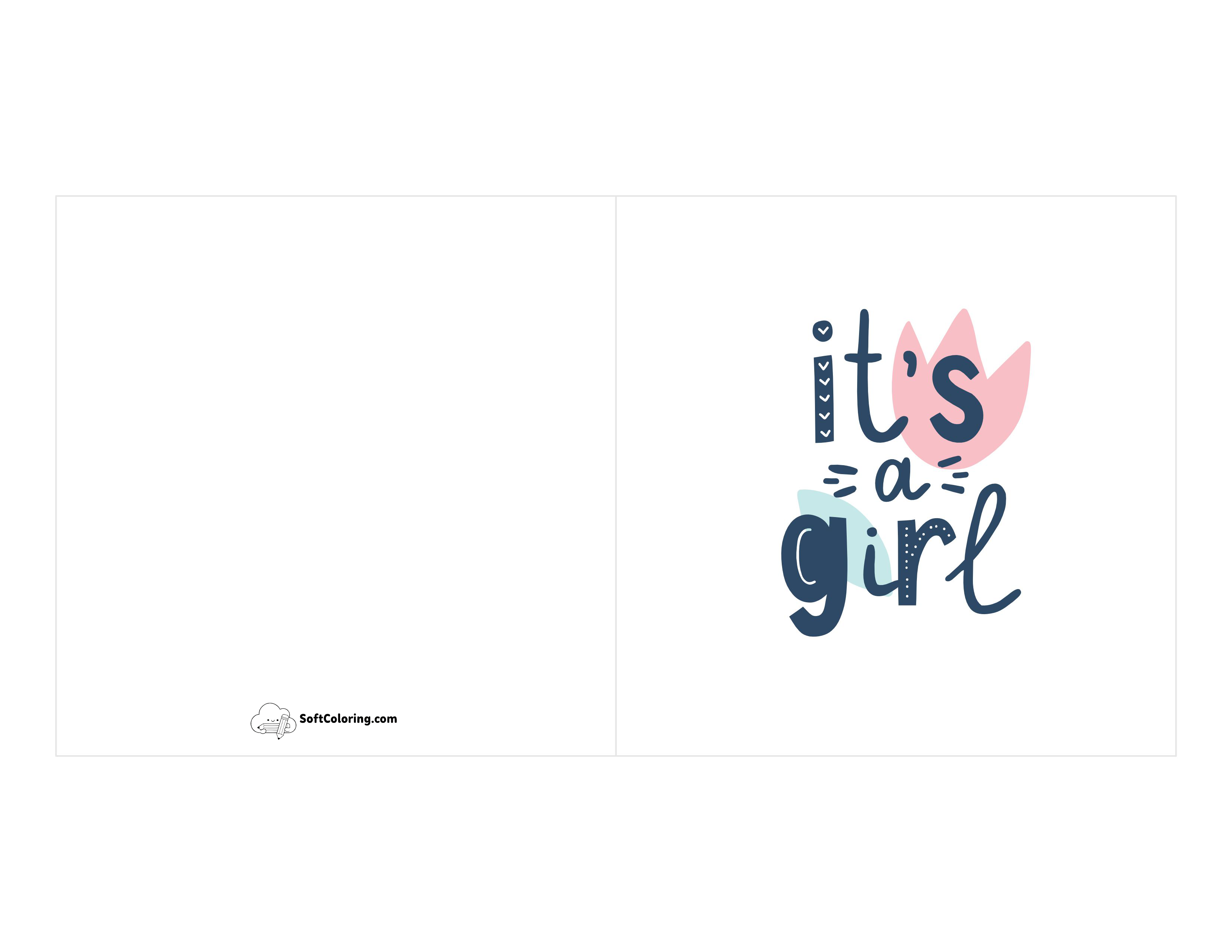 "It's A Girl" Flower Card To Print