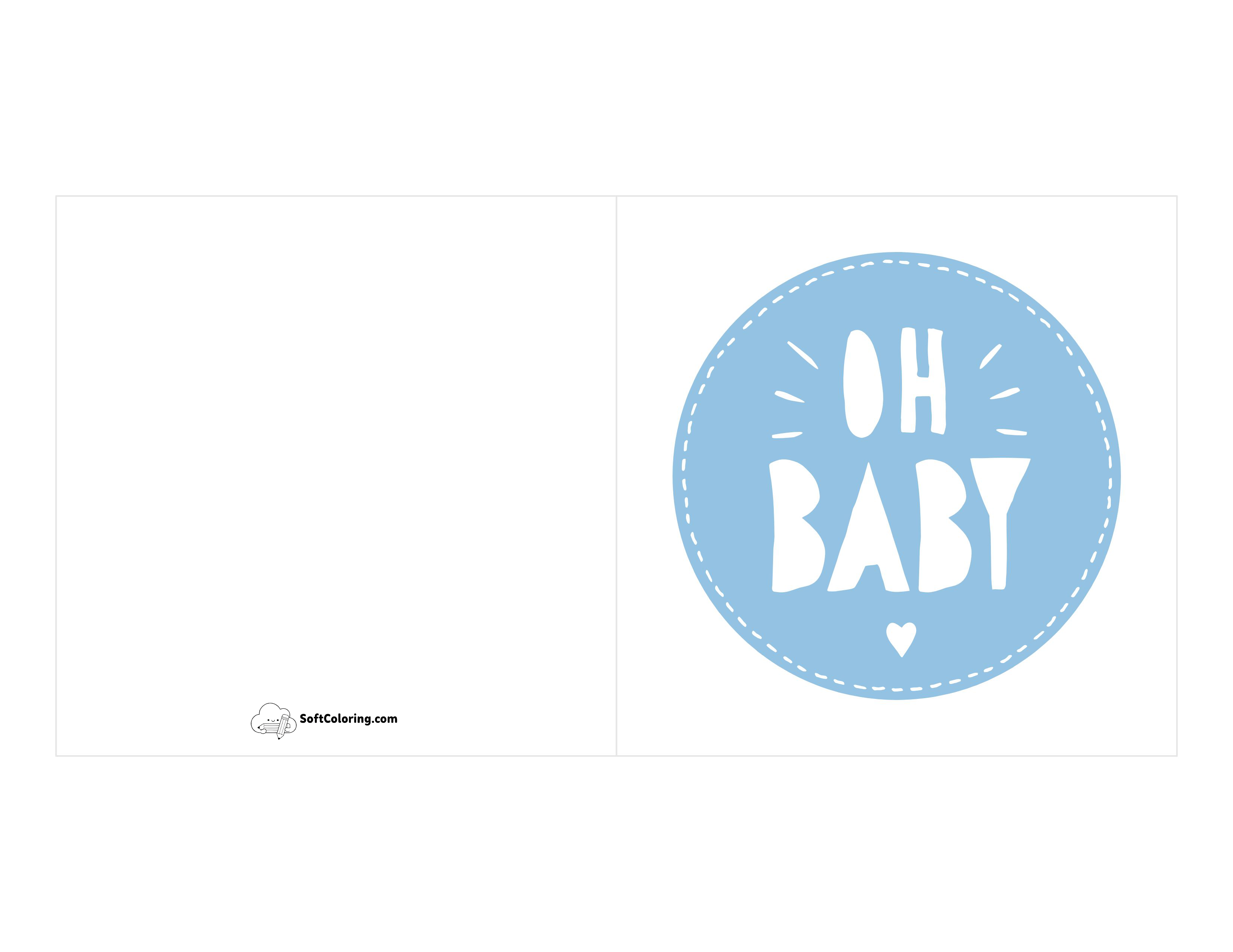 "Oh Baby" Blue Printable Card Template