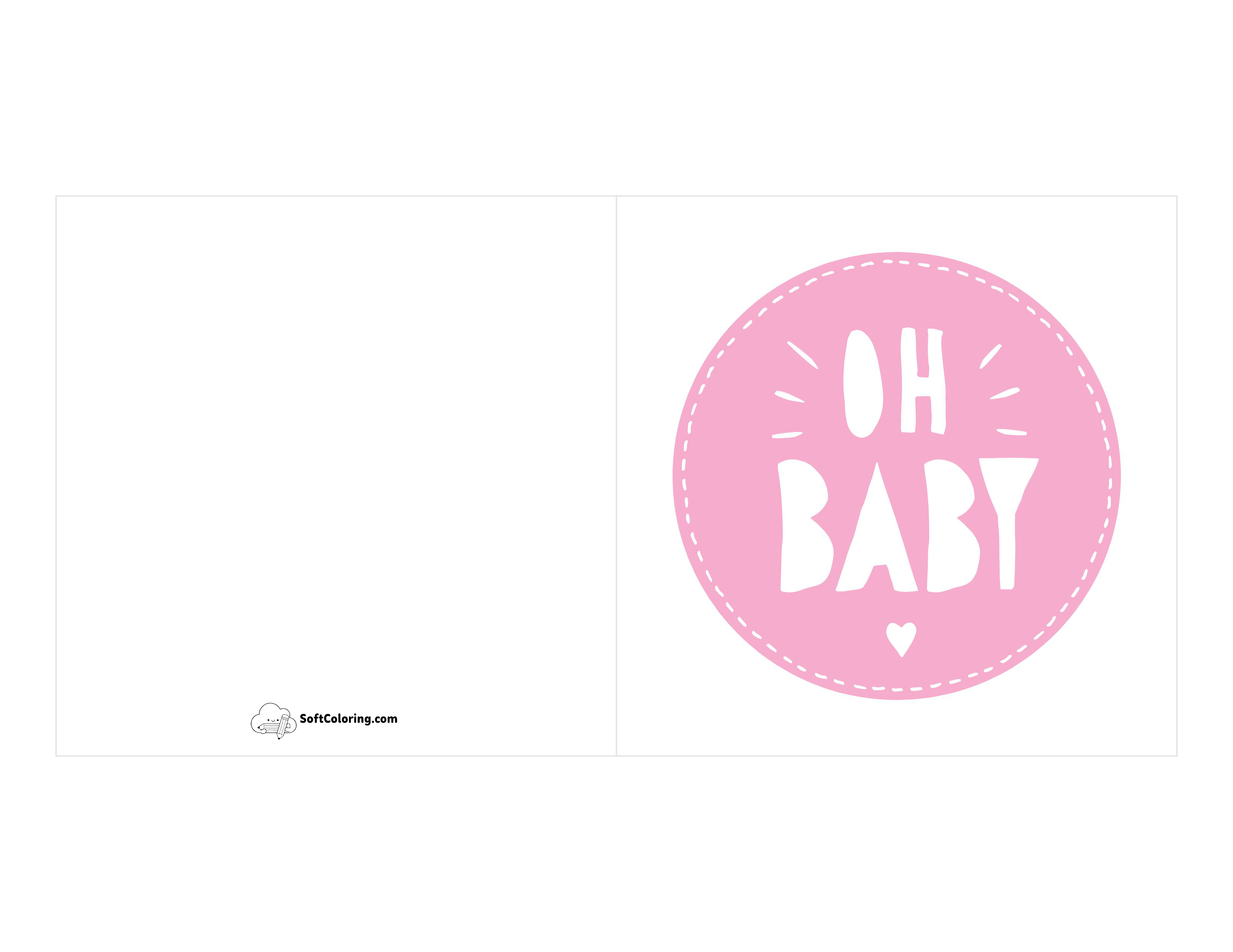 "Oh Baby" Pink Printable Card Template