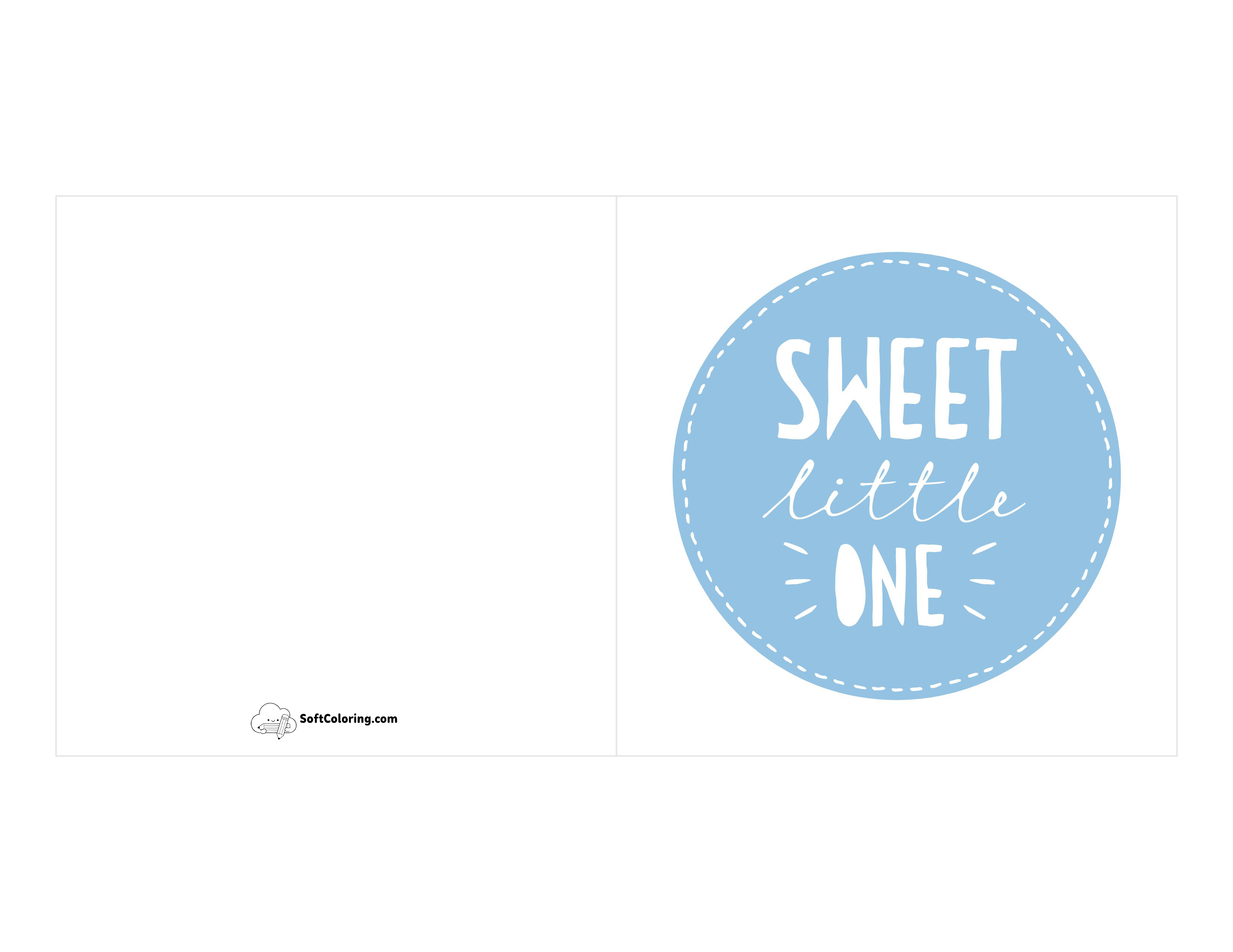 Blue "Sweet Little One" Baby Card Template