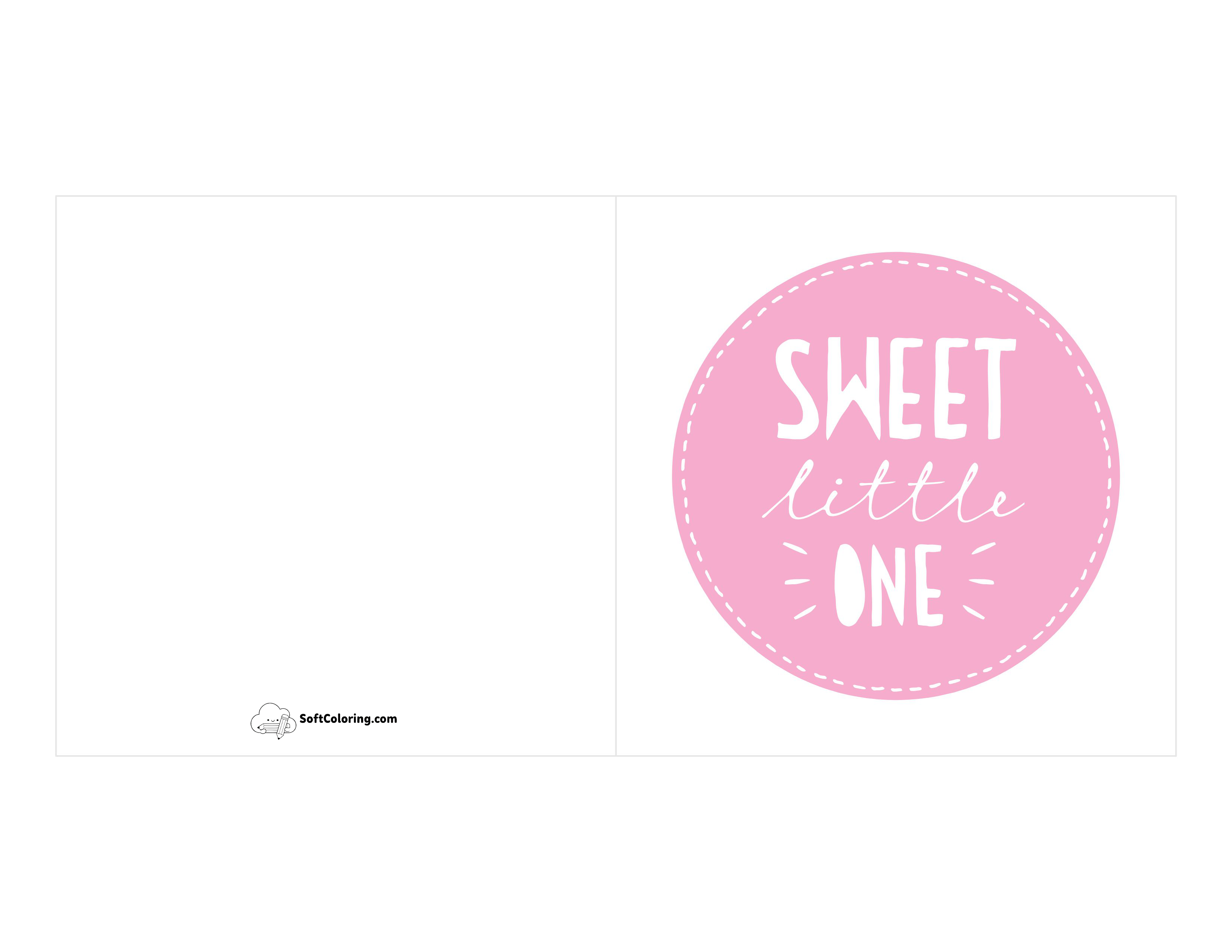 Pink "Sweet Little One" Baby Card Template