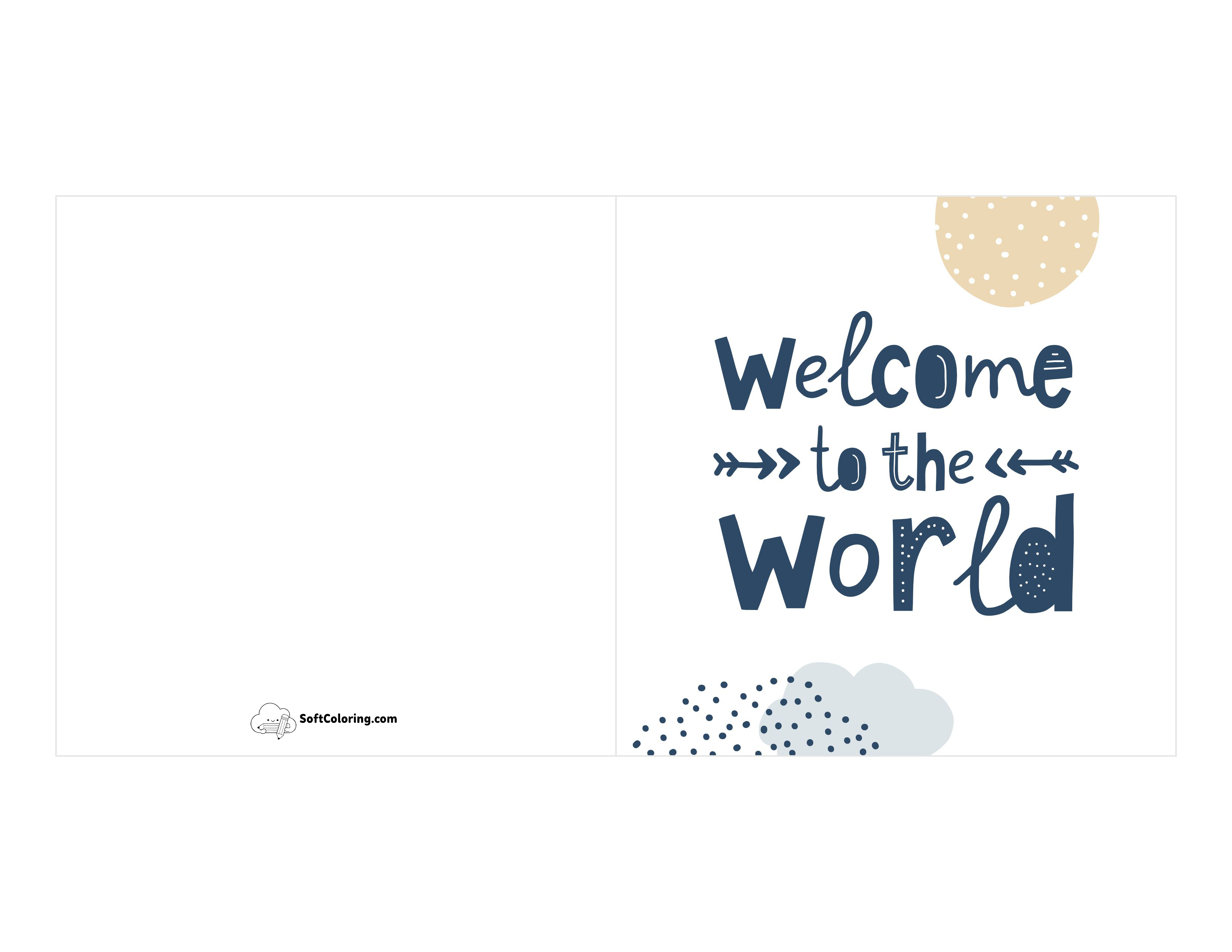 "Welcome To The World" New Baby Card To Print