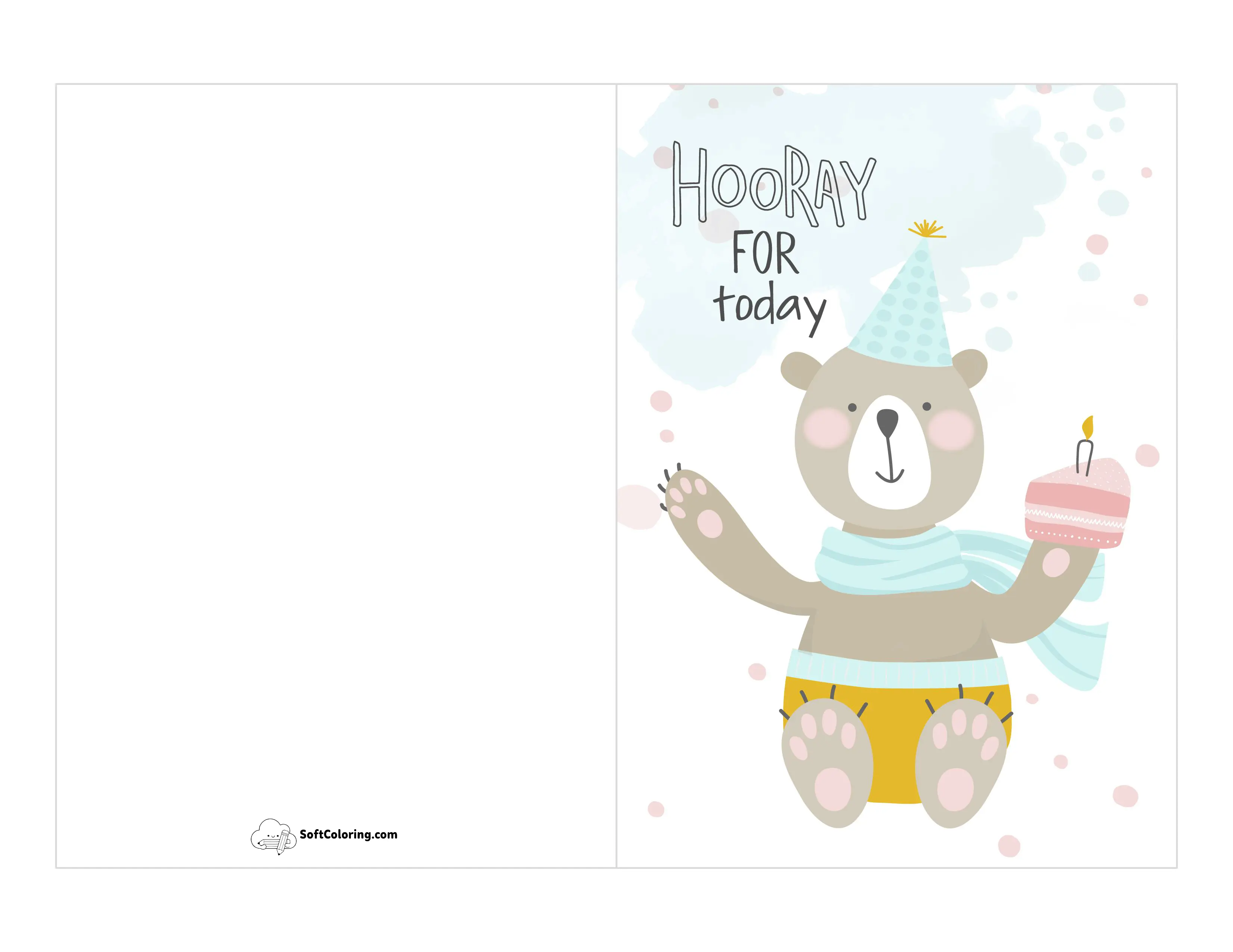 Birthday Bear Printable Card For Baby Son