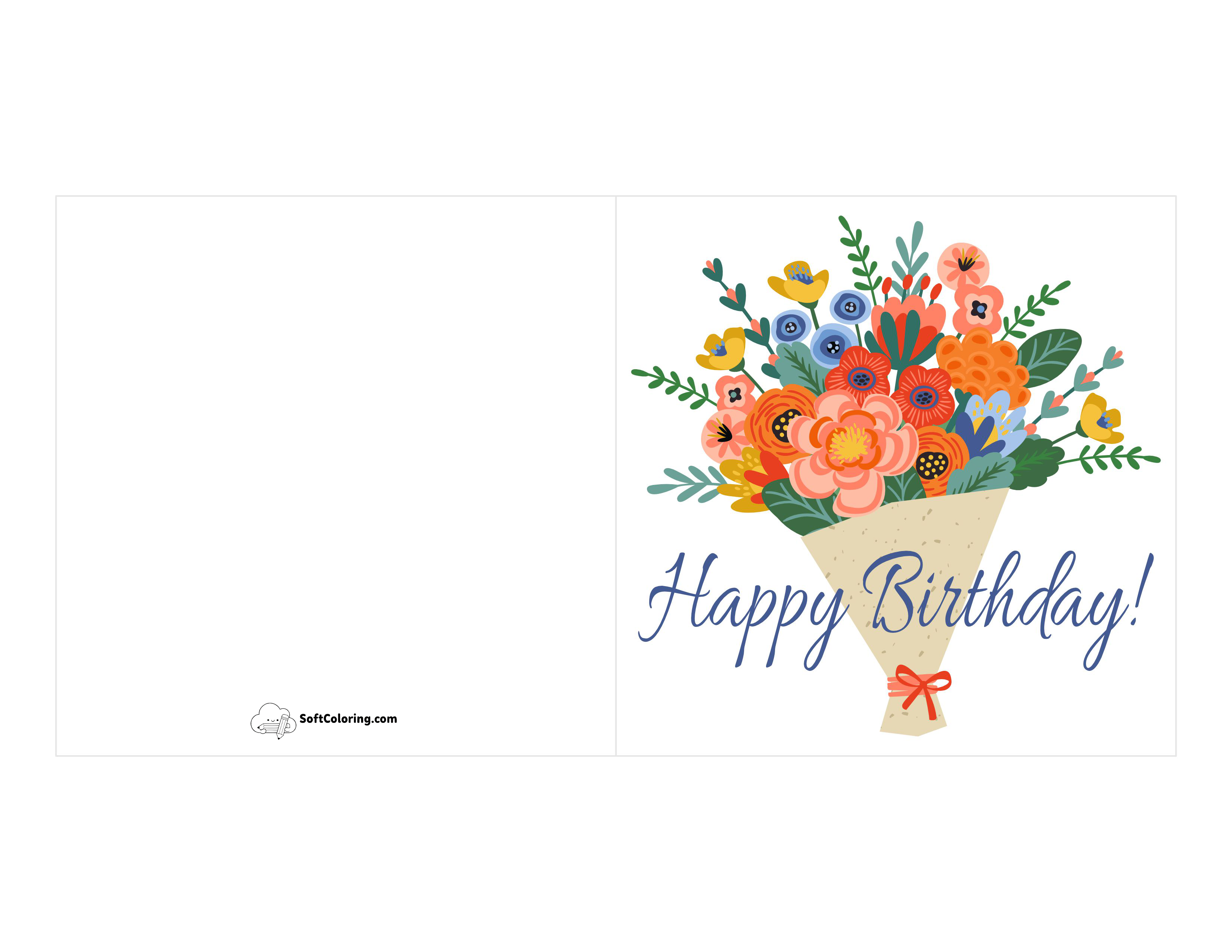 "Happy Birthday" Bunch Of Flowers Card For Her