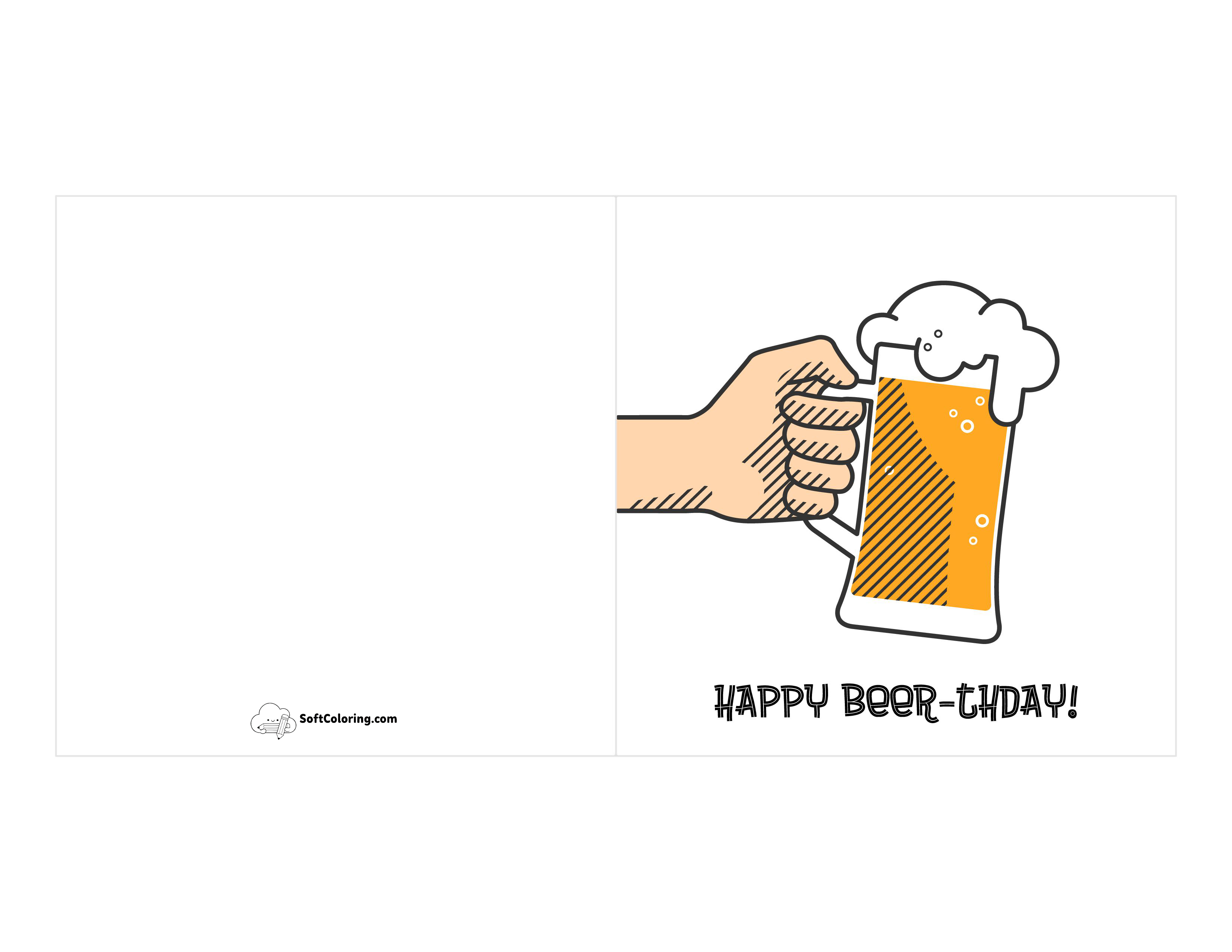 "Happy Beer-Thday" Printable Card For Him