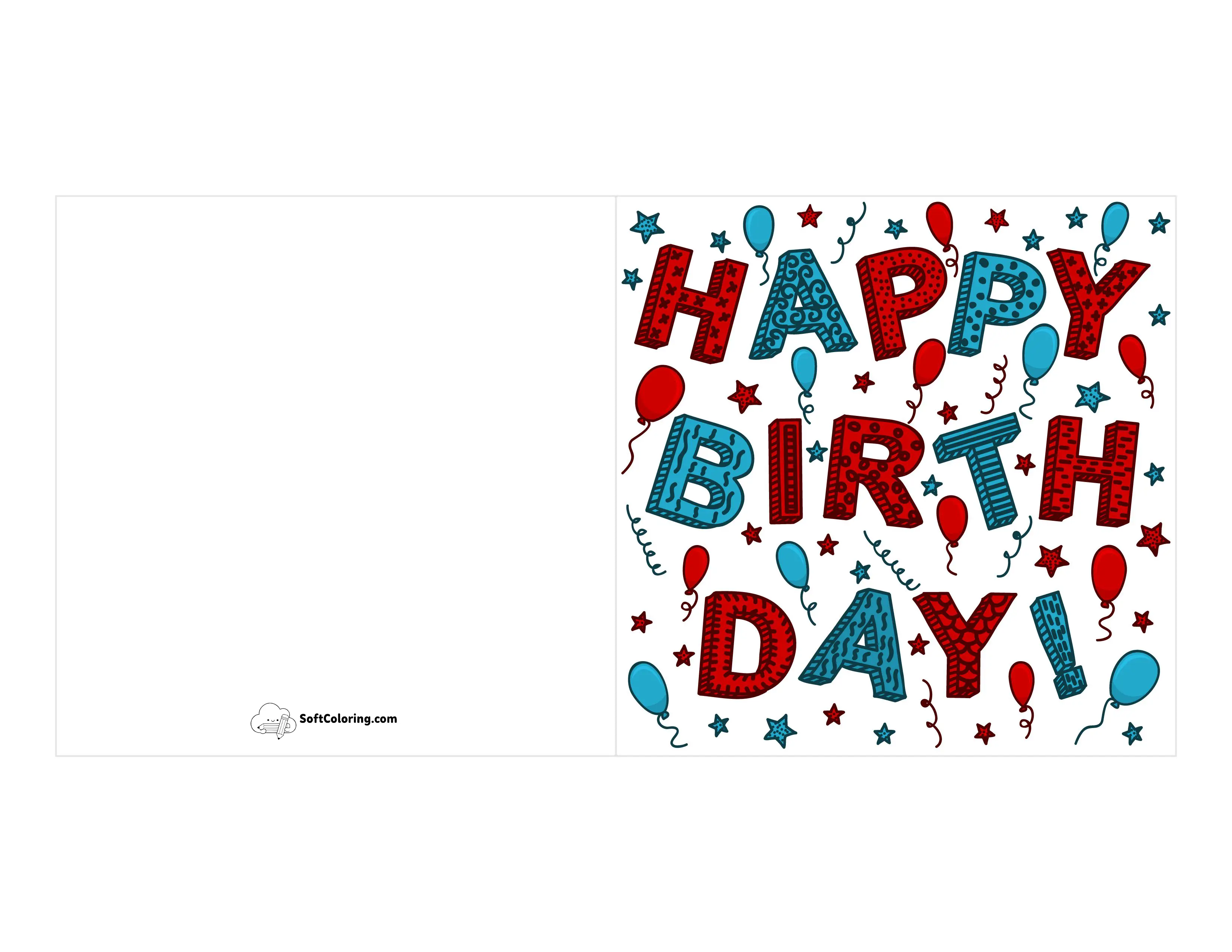 Stars & Balloons "Happy Birthday" Card Template