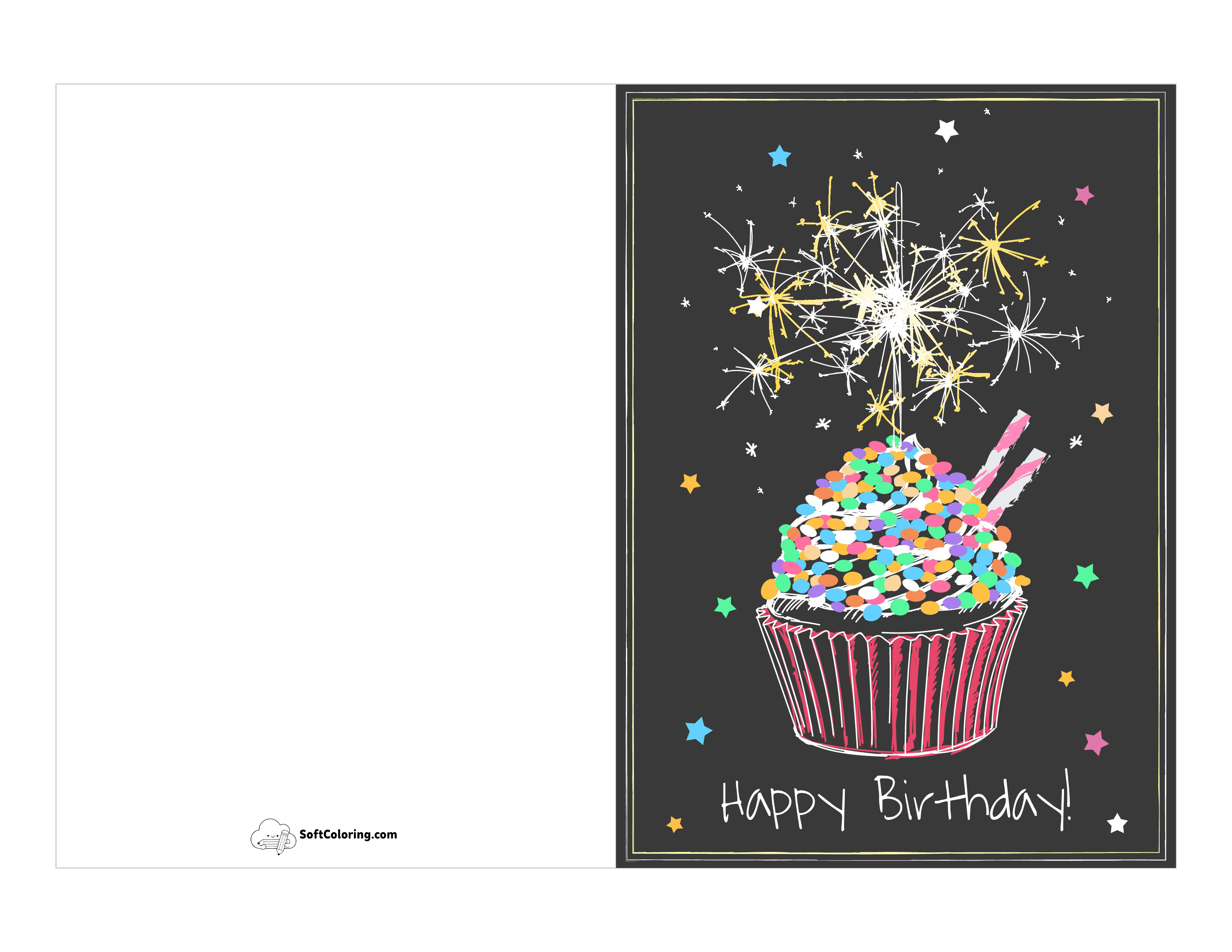 "Happy Birthday" Card Cupcake With Sparklers