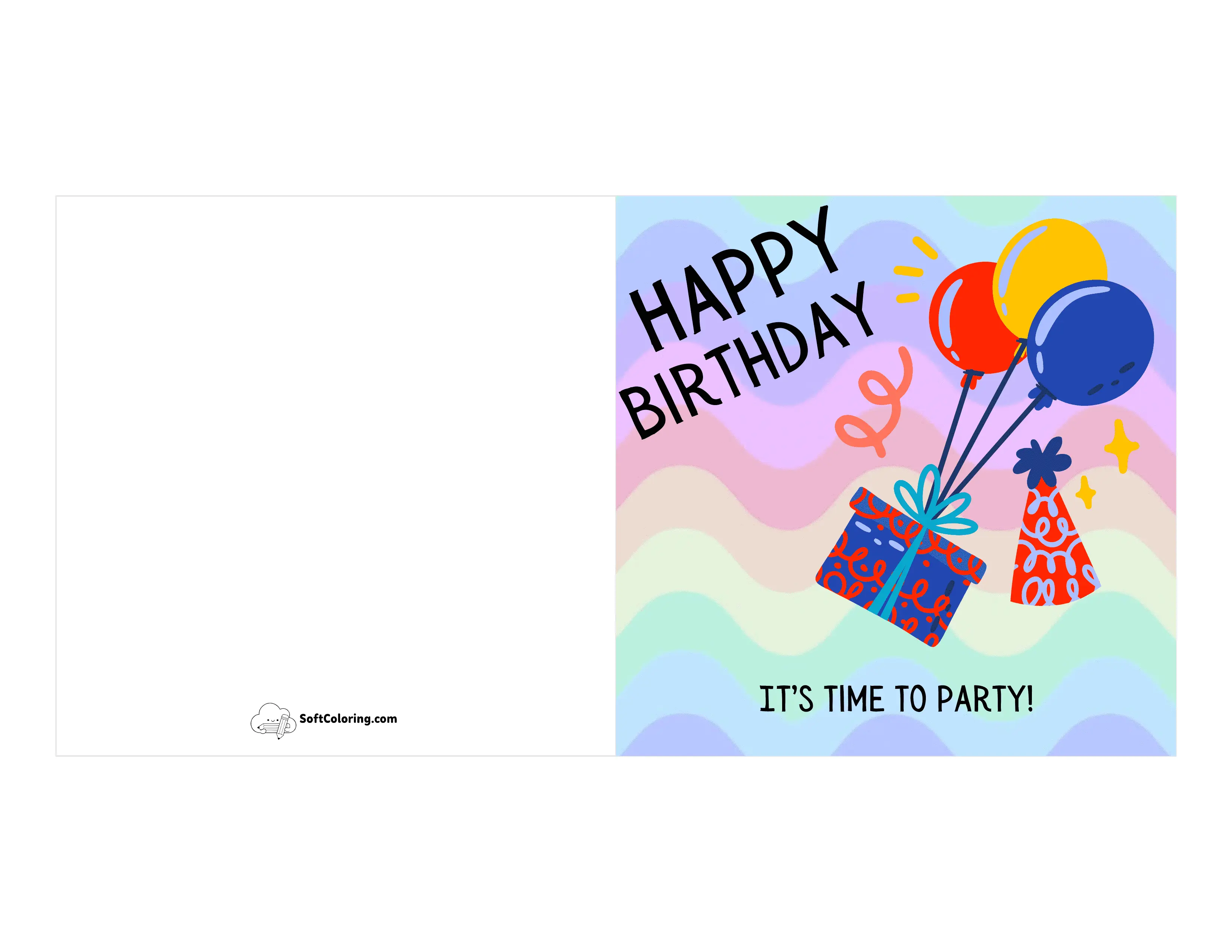 Colorful Party Printable Birthday Card