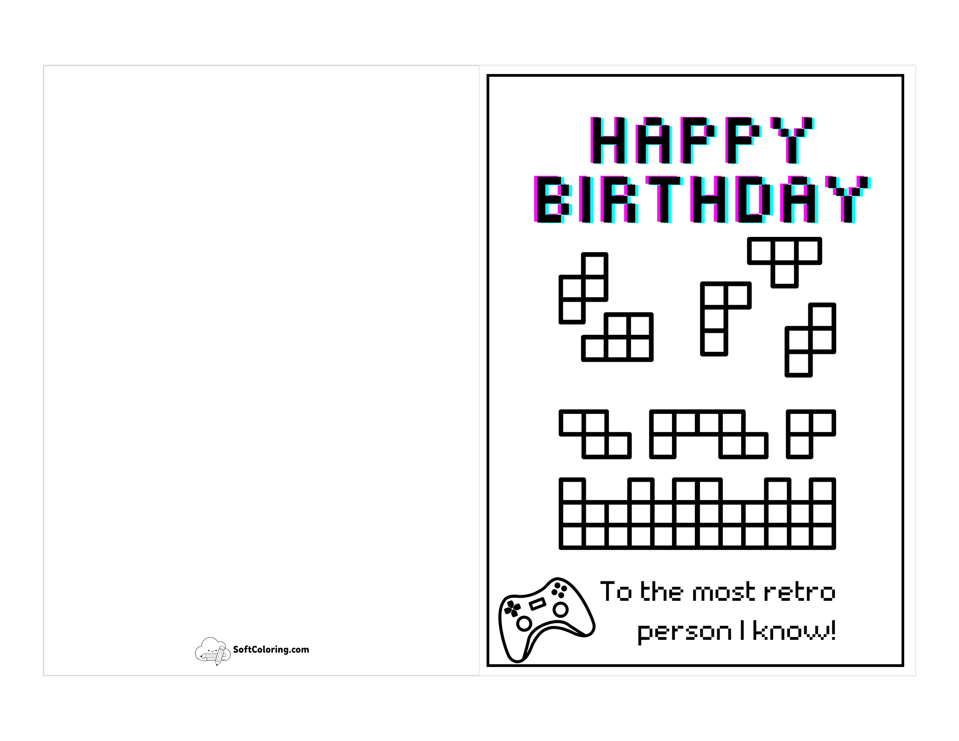 Retro Games Bday Card To Color