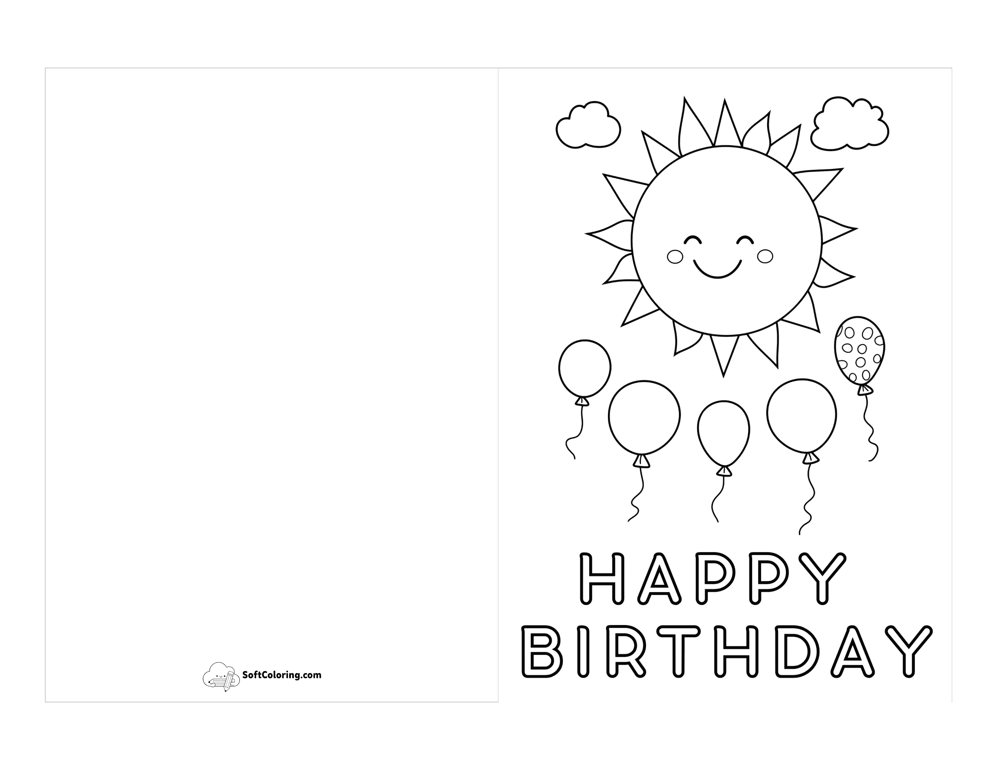 Sun & Balloons Birthday Card Template