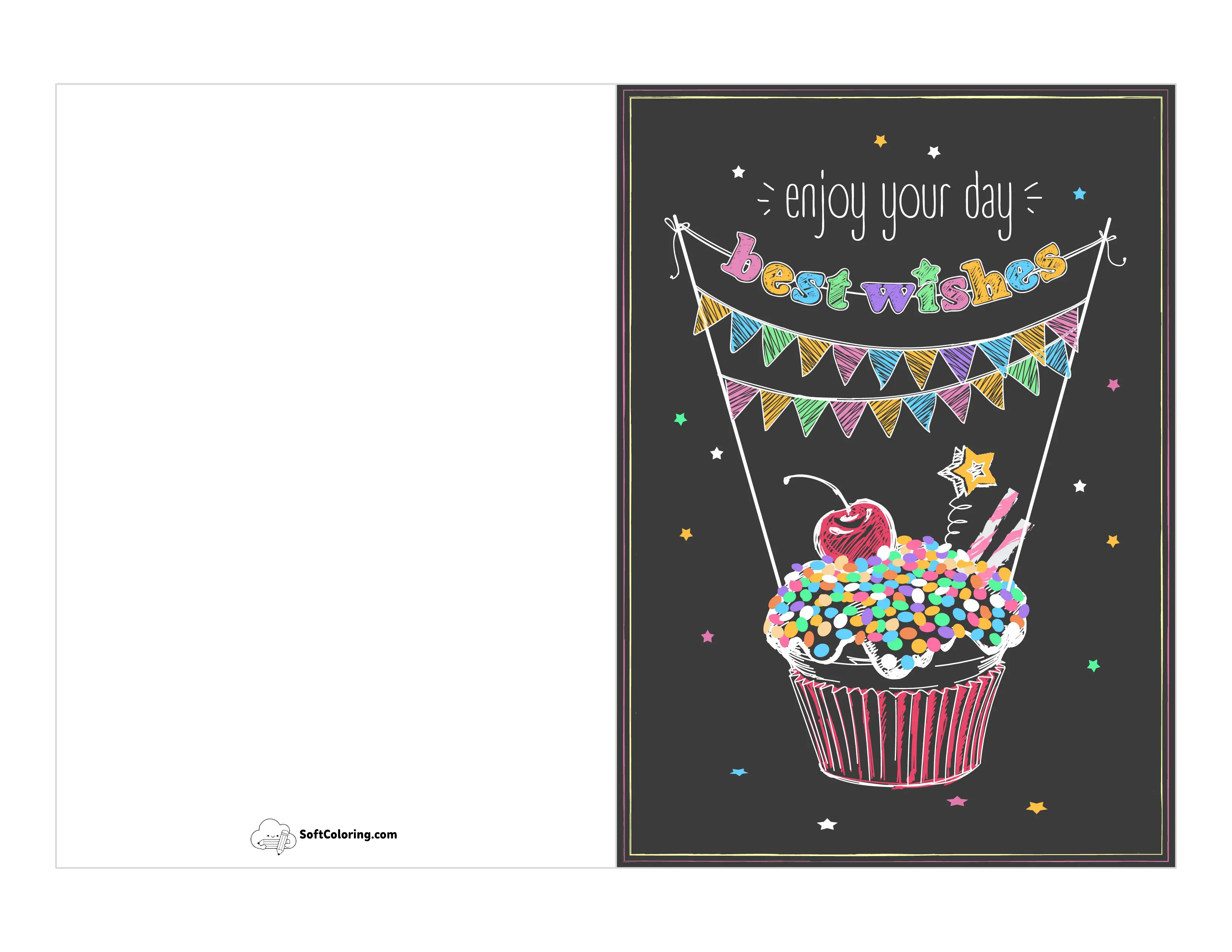 "Enjoy Your Day" Cupcake Birthday Card