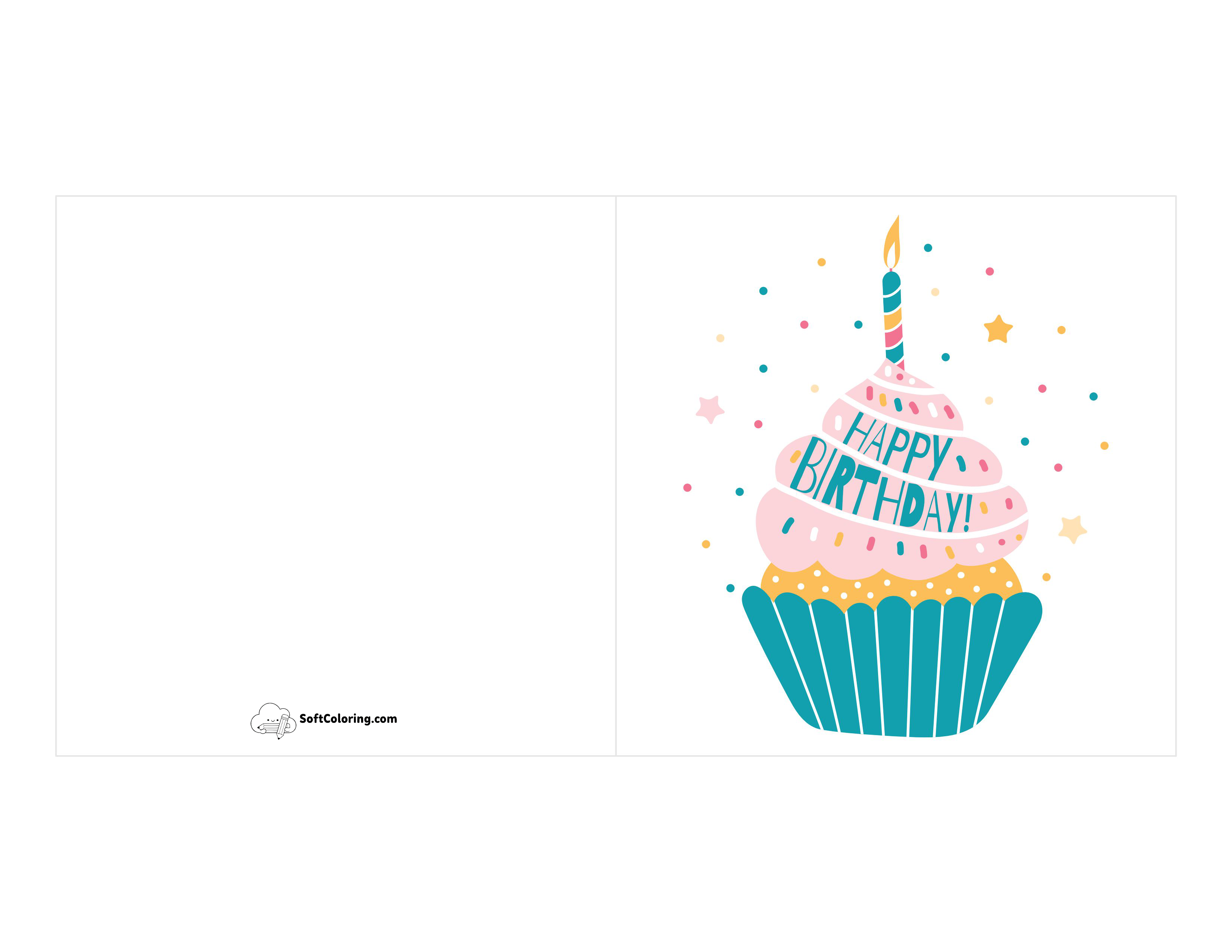 "Happy Birthday" Cupcake Printable Card