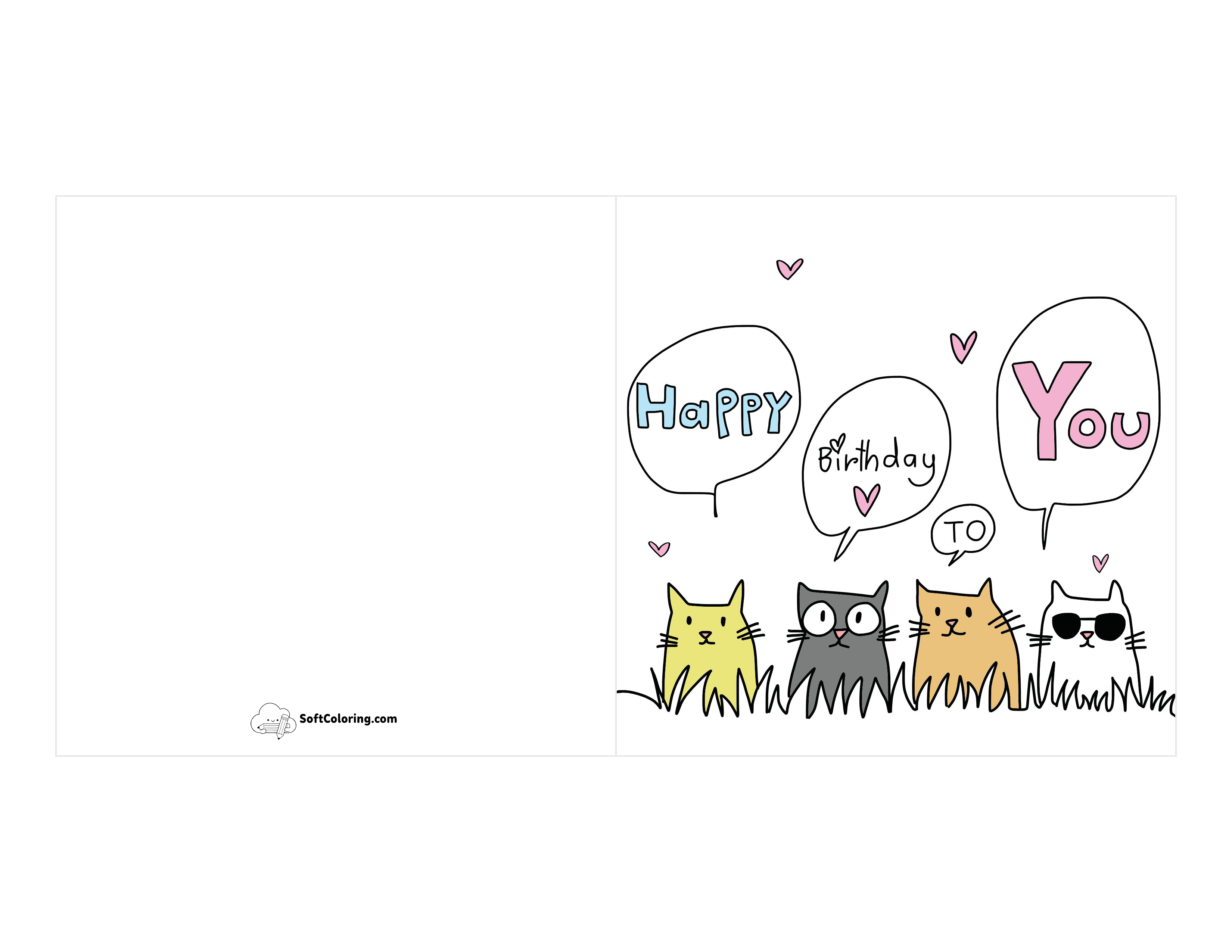 "Happy Birthday To You" Cute Cats Card