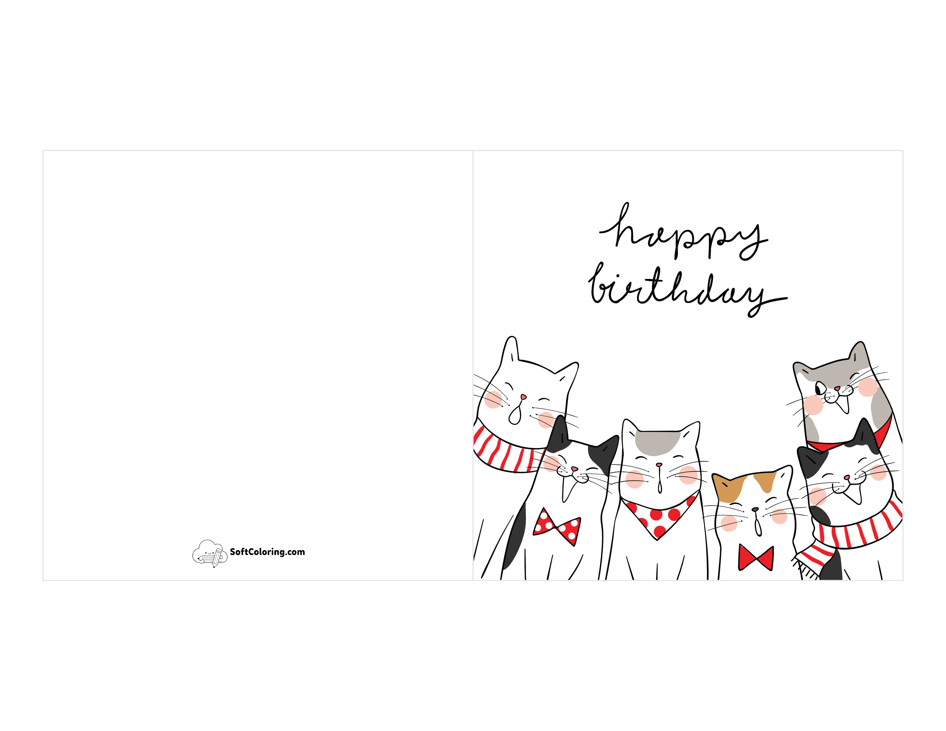 Cute Cats Printable Birthday Card