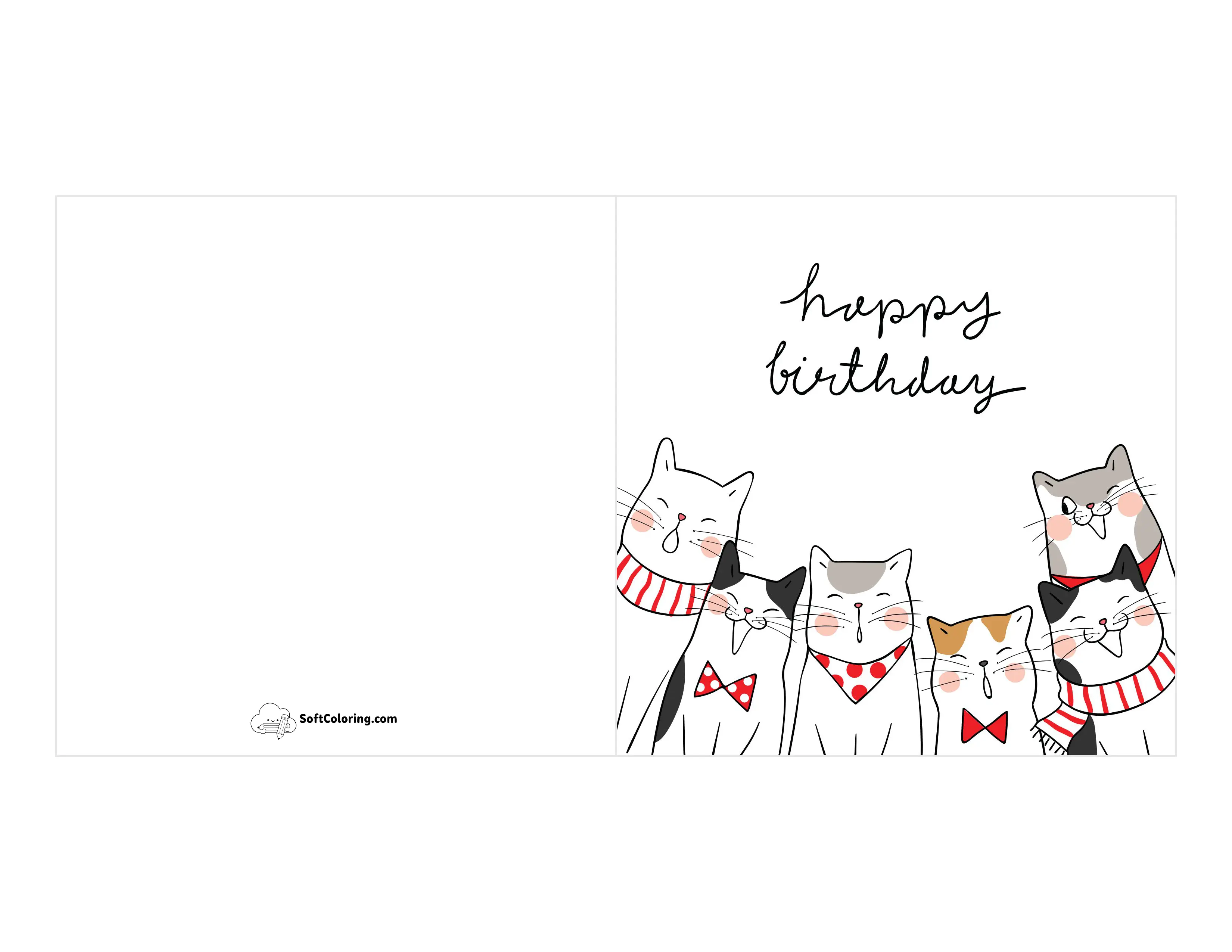 Cute Cats Printable Birthday Card