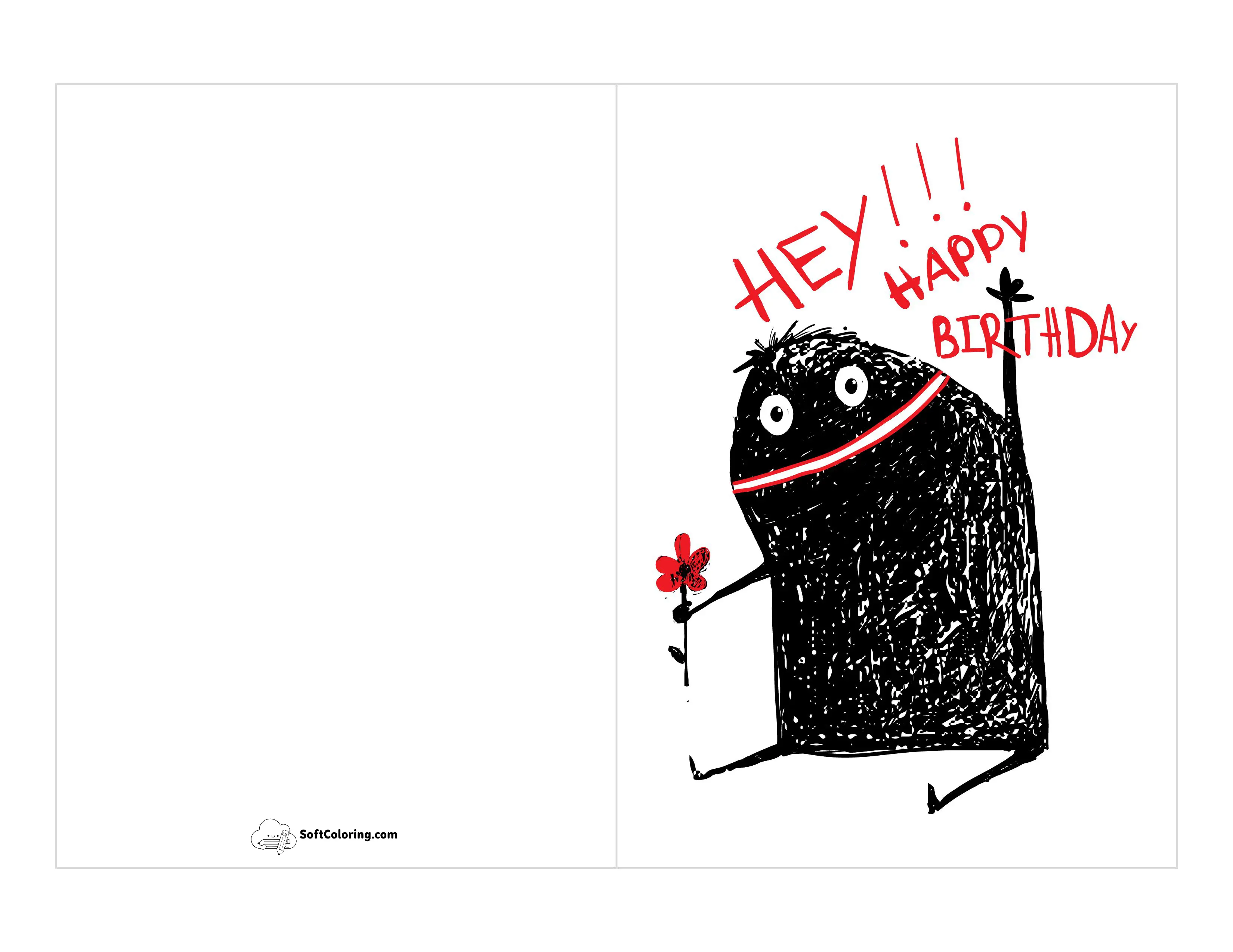 "Hey, Happy Birthday!" Cute Monster Card