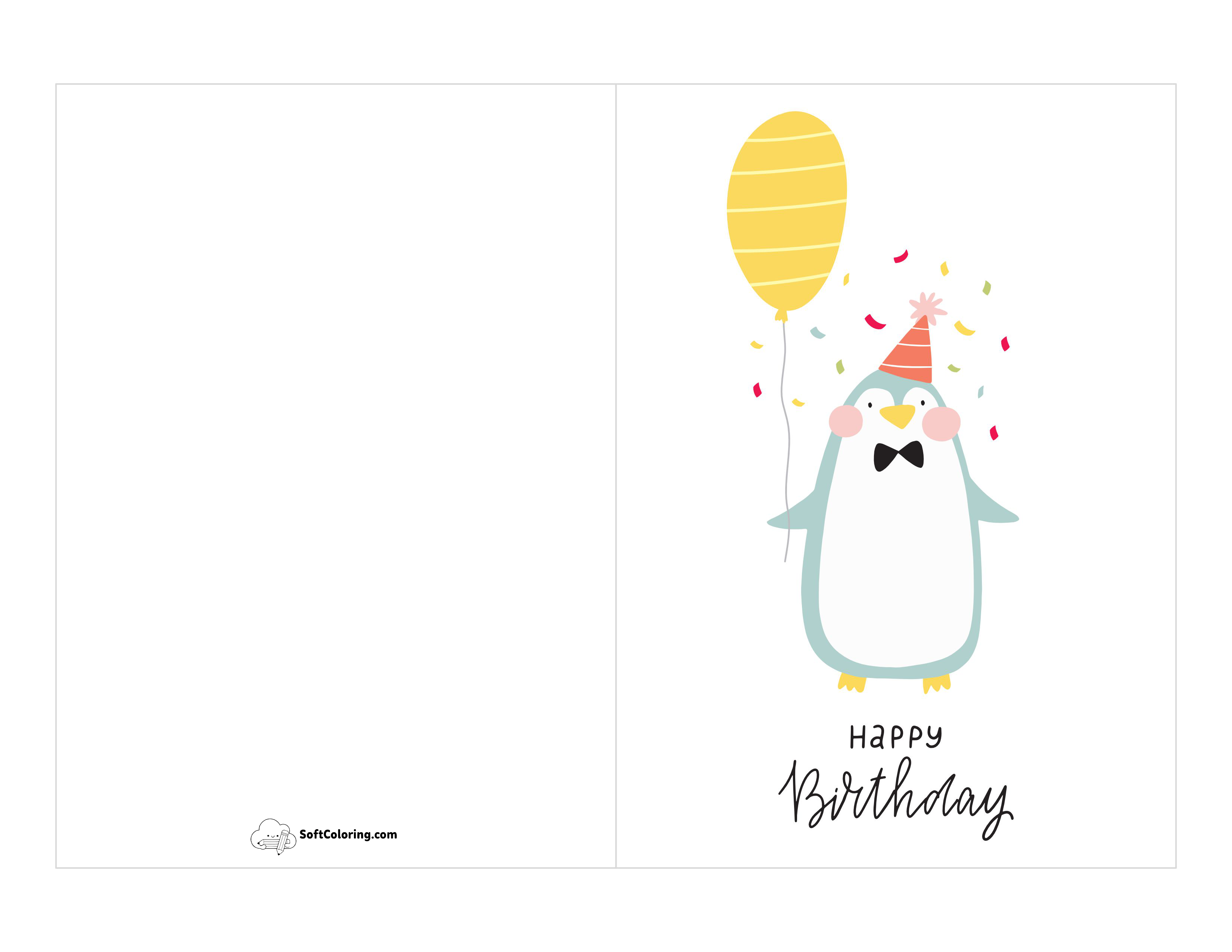 "Happy Birthday" Cute Printable Card For Kids