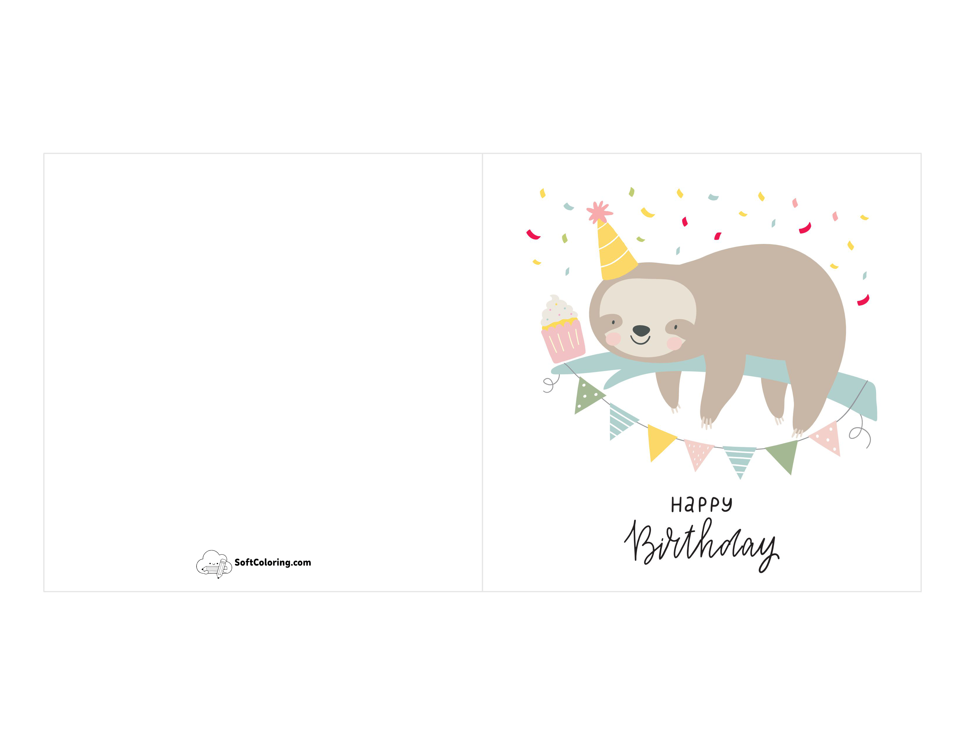 Cute Sloth "Happy Birthday" Card