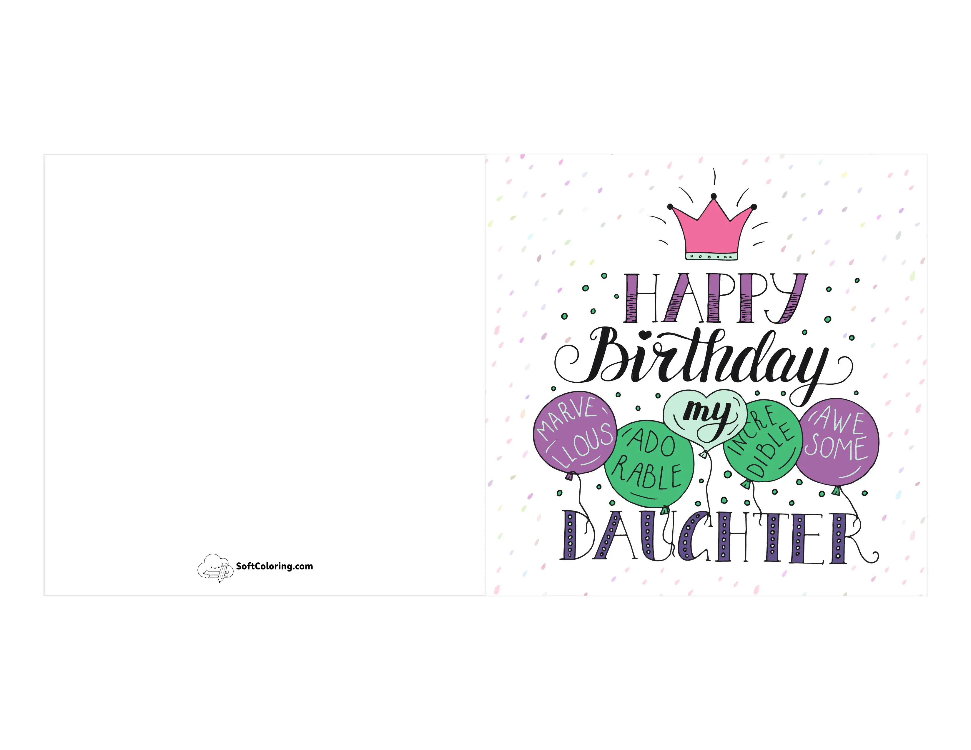 "Happy Birthday Daughter" Printable Card Template