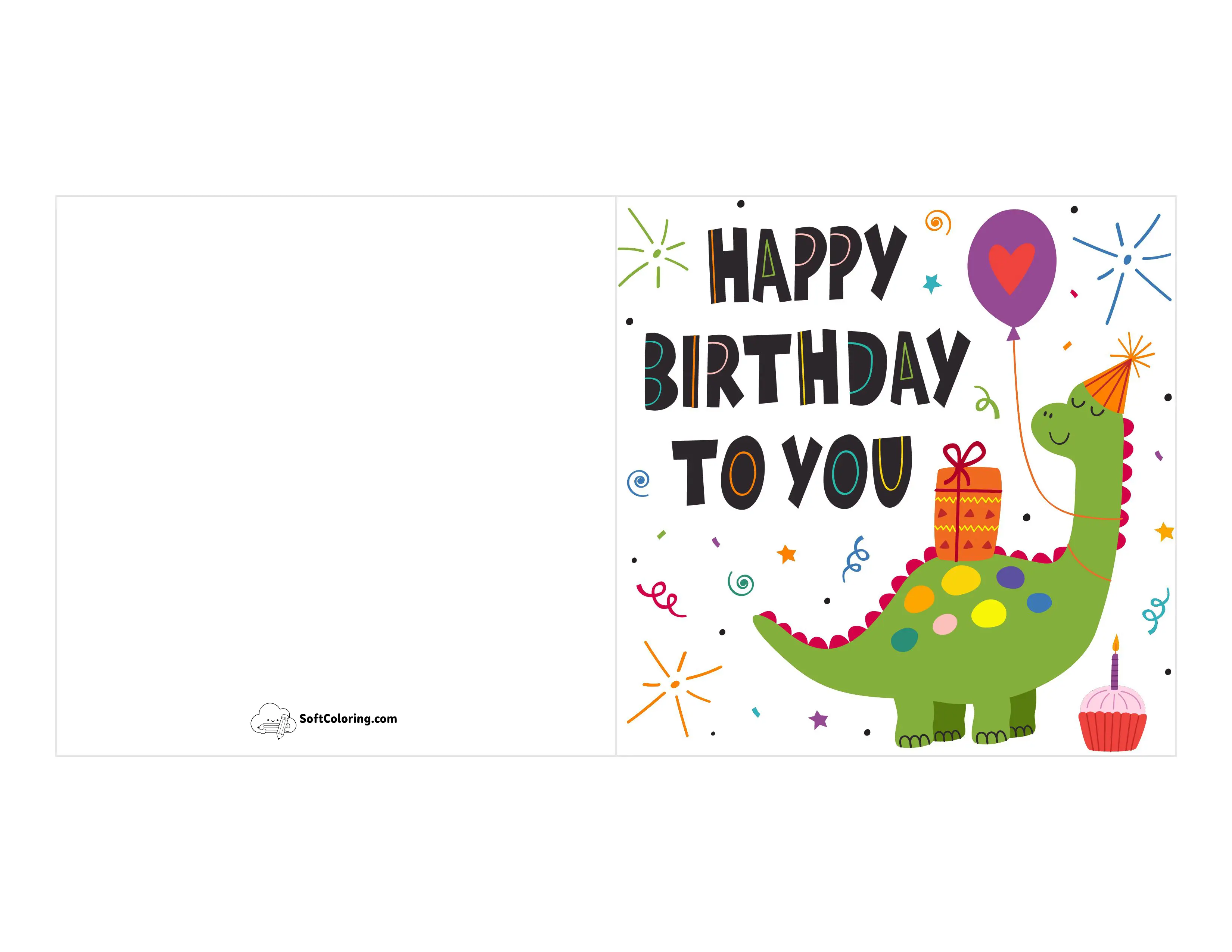 "Happy Birthday To You" Dinosaur Card For Kids