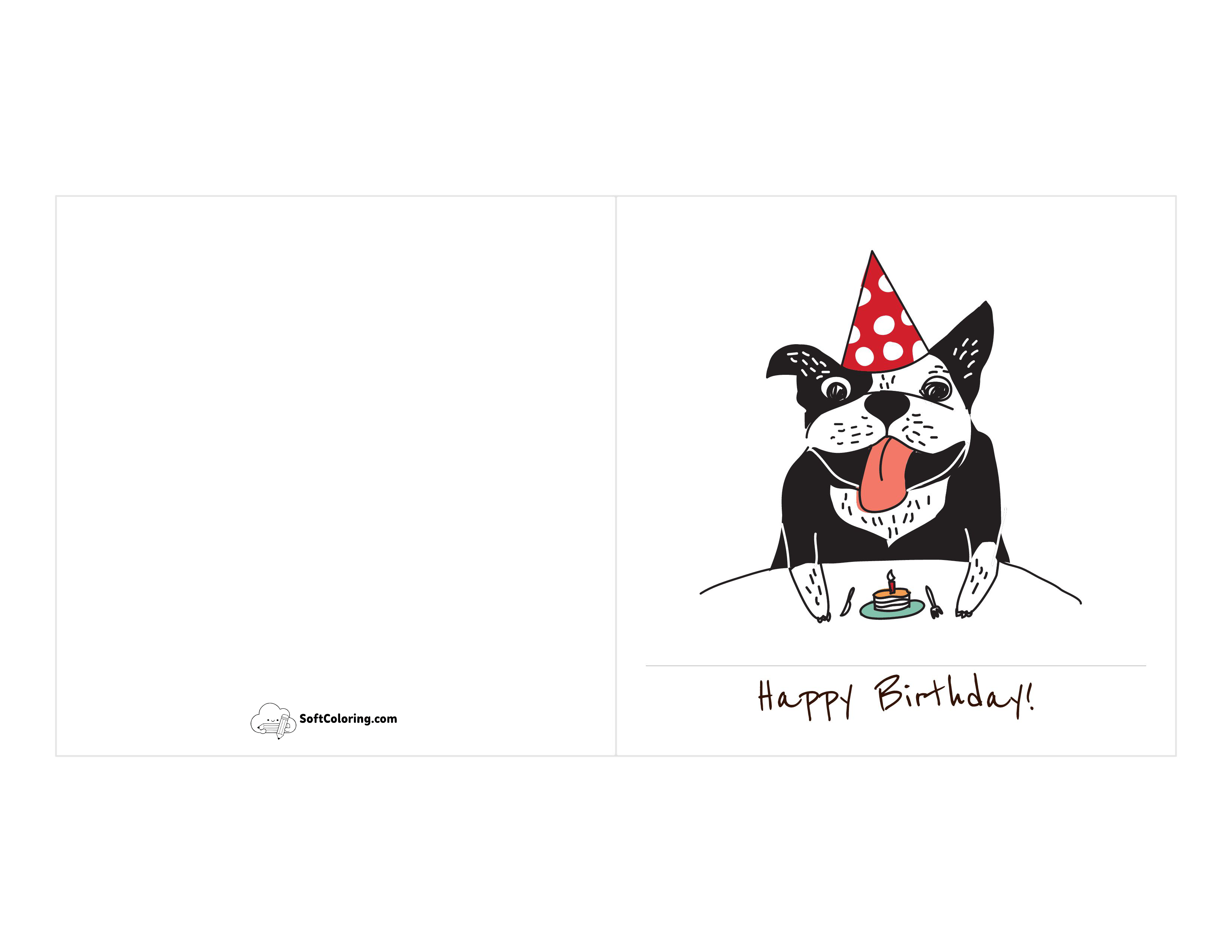 Cute Dog Birthday Card Template