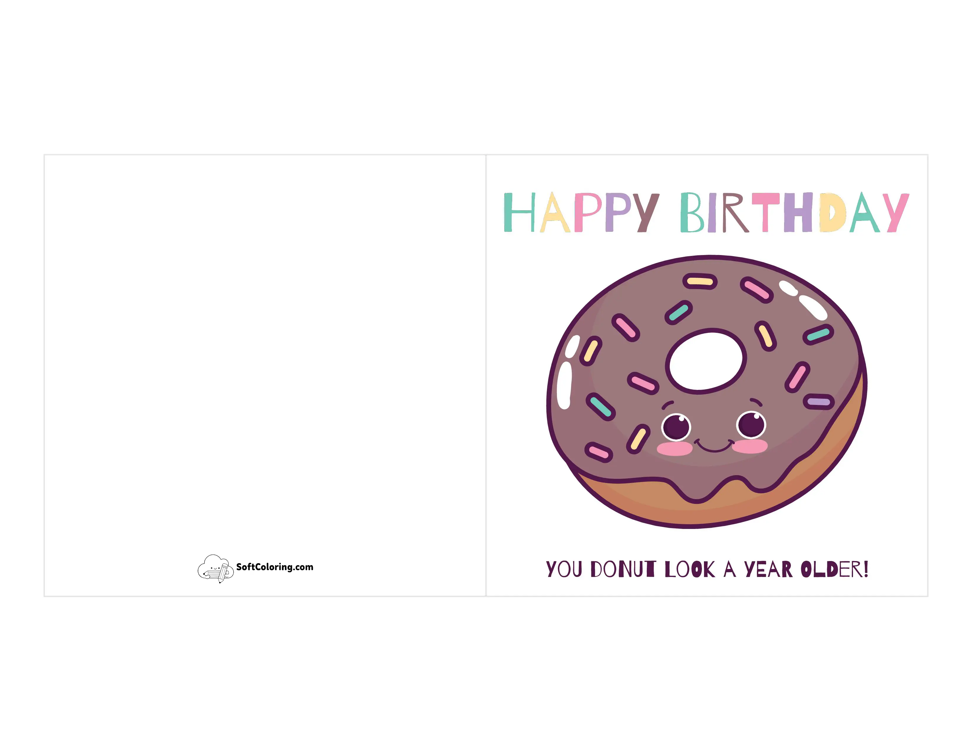 Funny Donut Birthday Card To Print