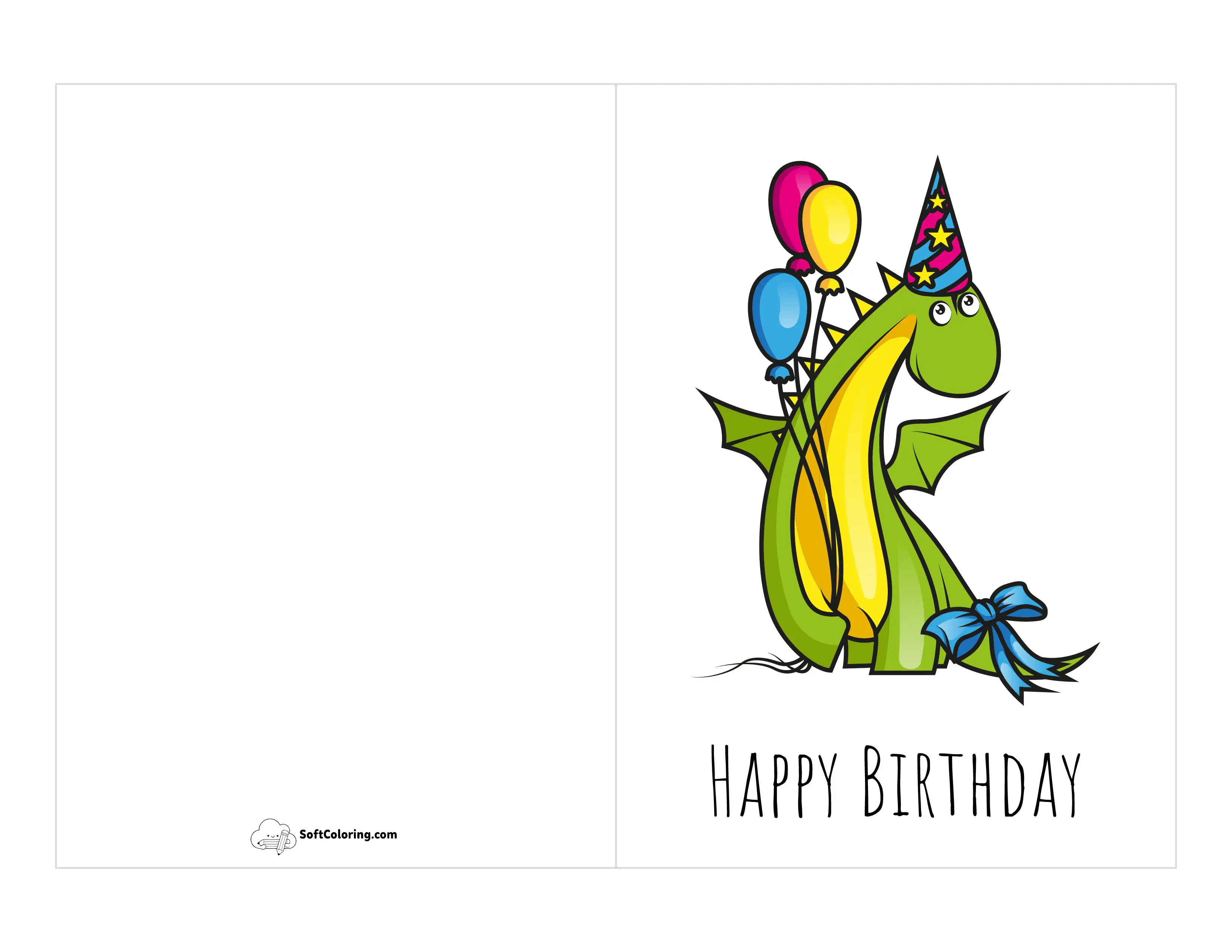 Dragon "Happy Birthday" Card For Kids