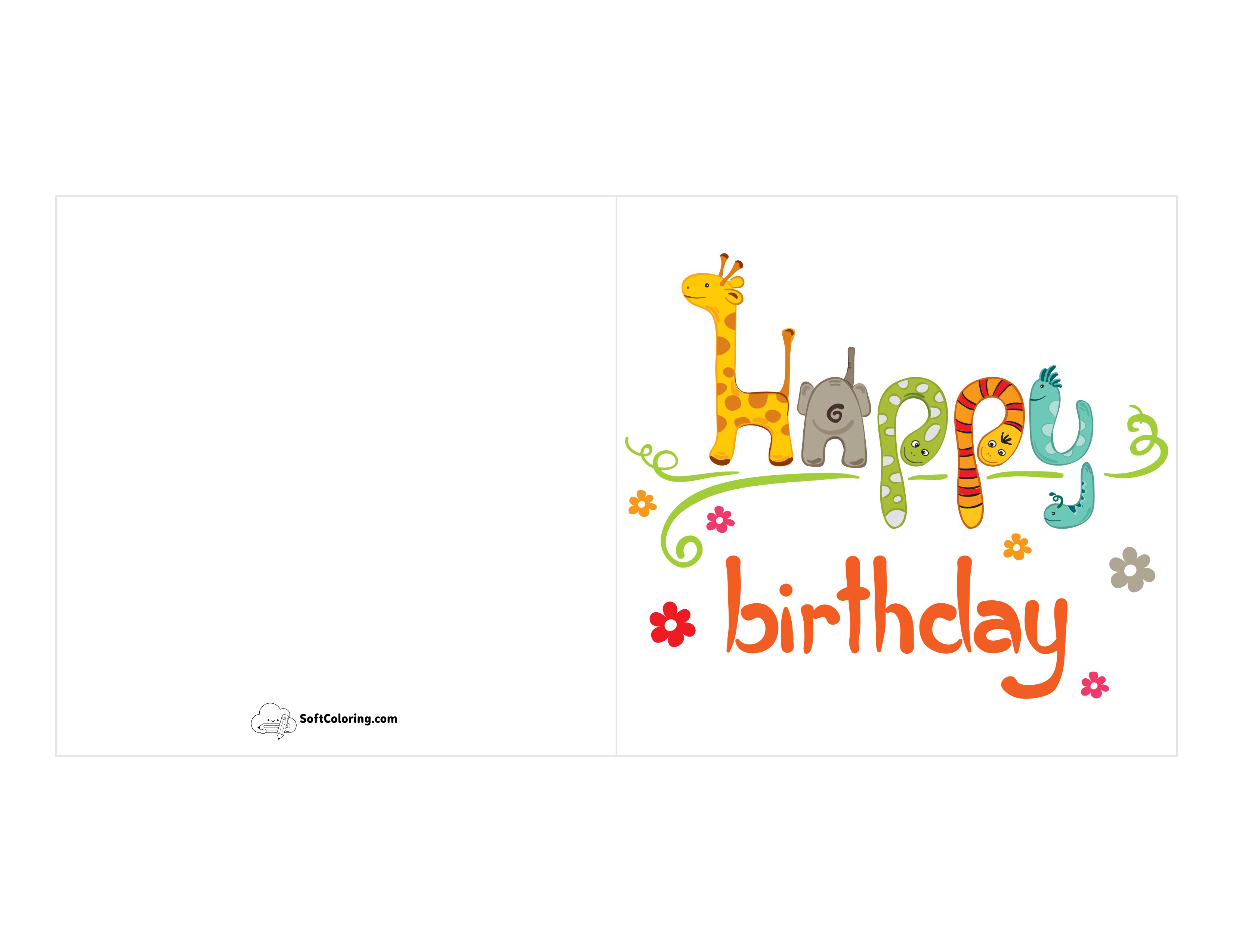 "Happy Birthday" Animals Card For Kids