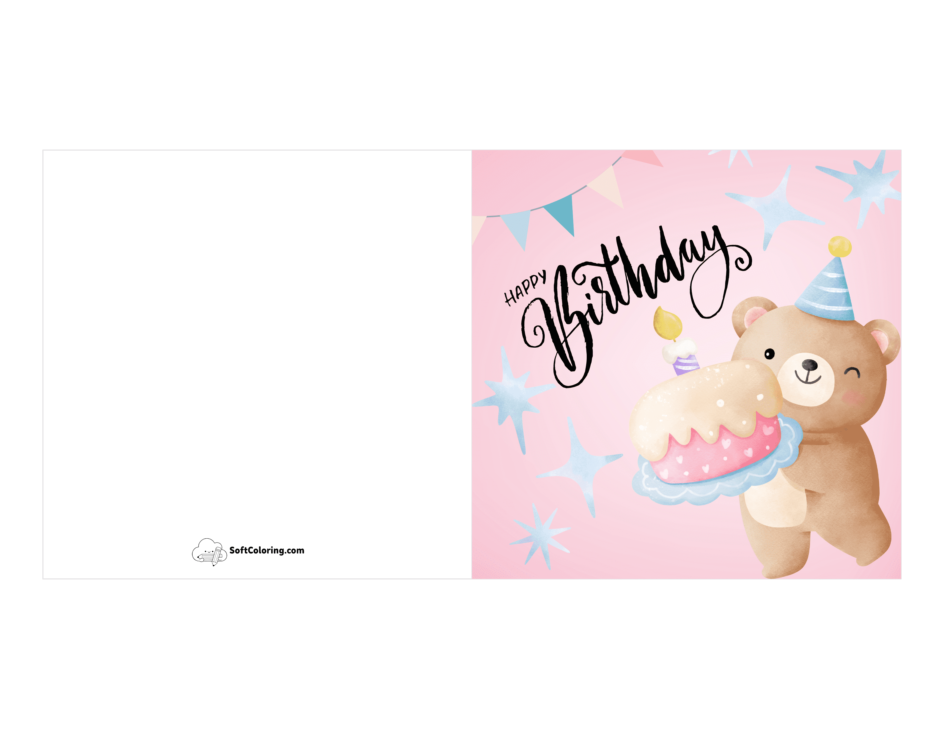Cute Bear Printable Card For Kids
